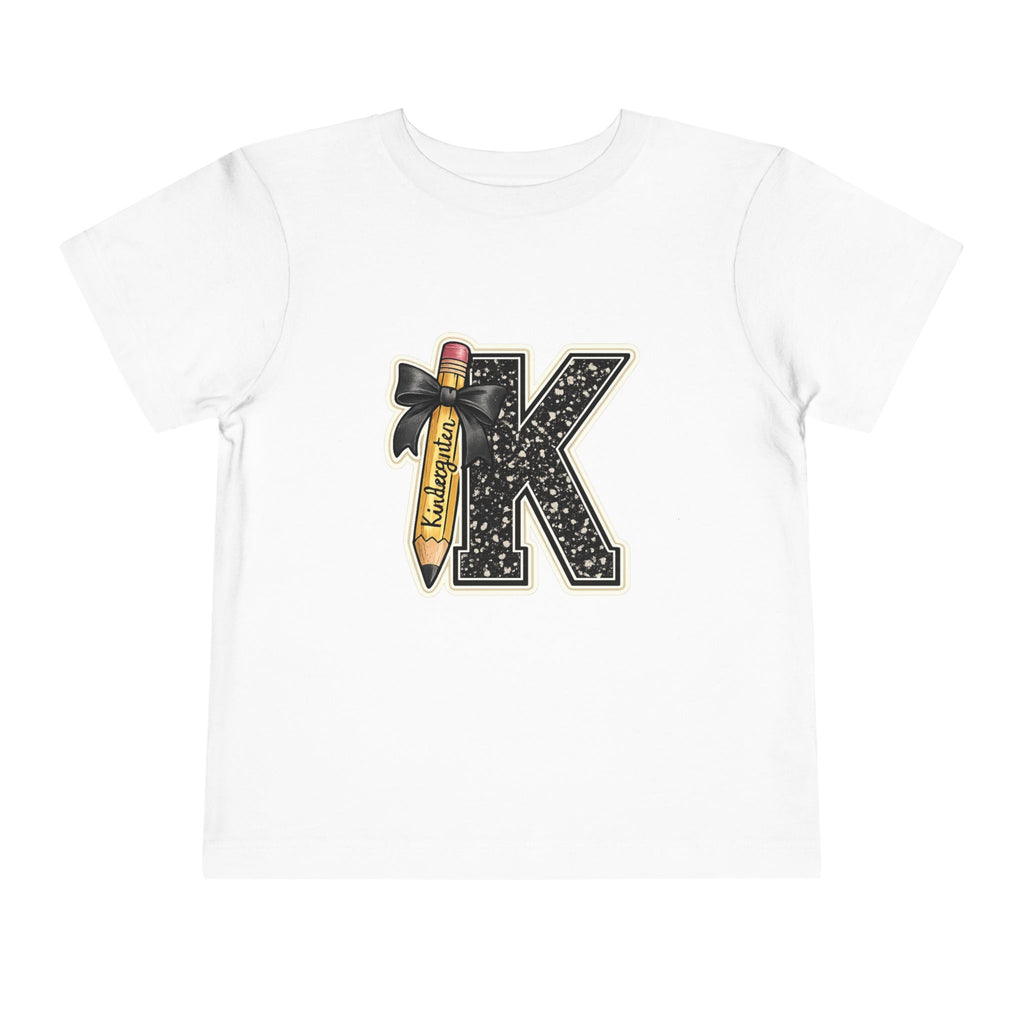 Kids' Letter K Pencil Tee — Monogram Toddler Short Sleeve Shirt