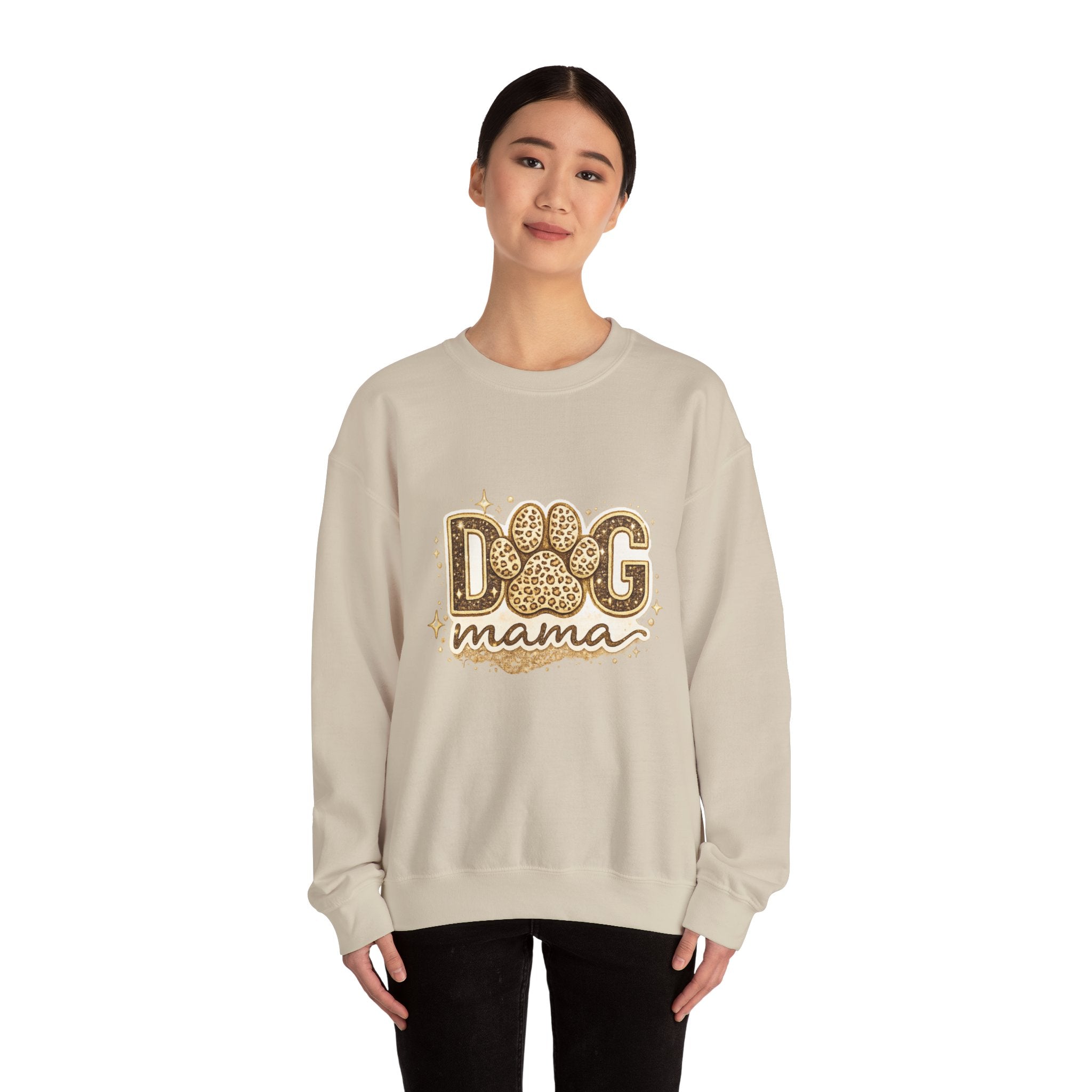 Dog Mama Crewneck Sweatshirt — Leopard Paw Graphic