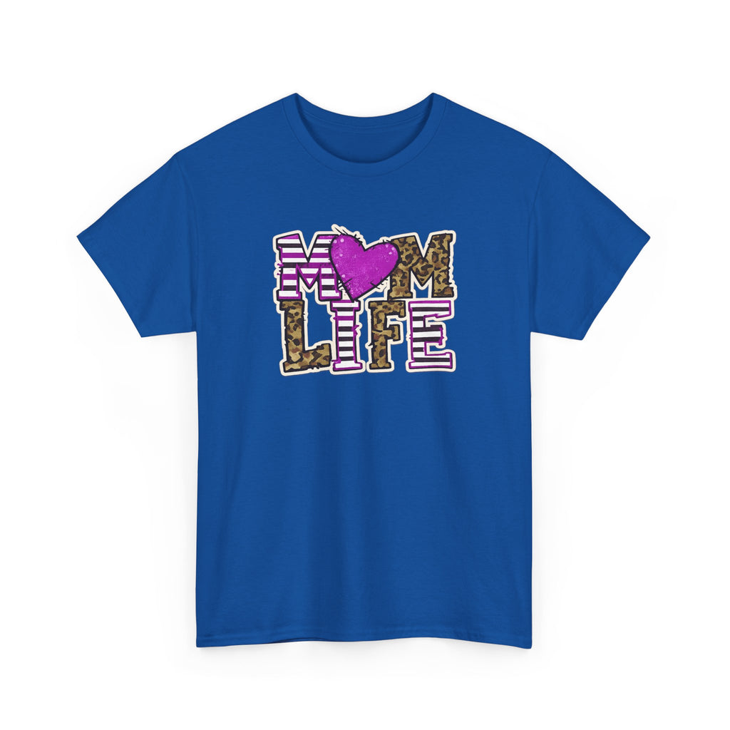 Mom Life T-Shirt — Leopard & Pink Heart Graphic Tee for Moms (Mother's Day Gift)
