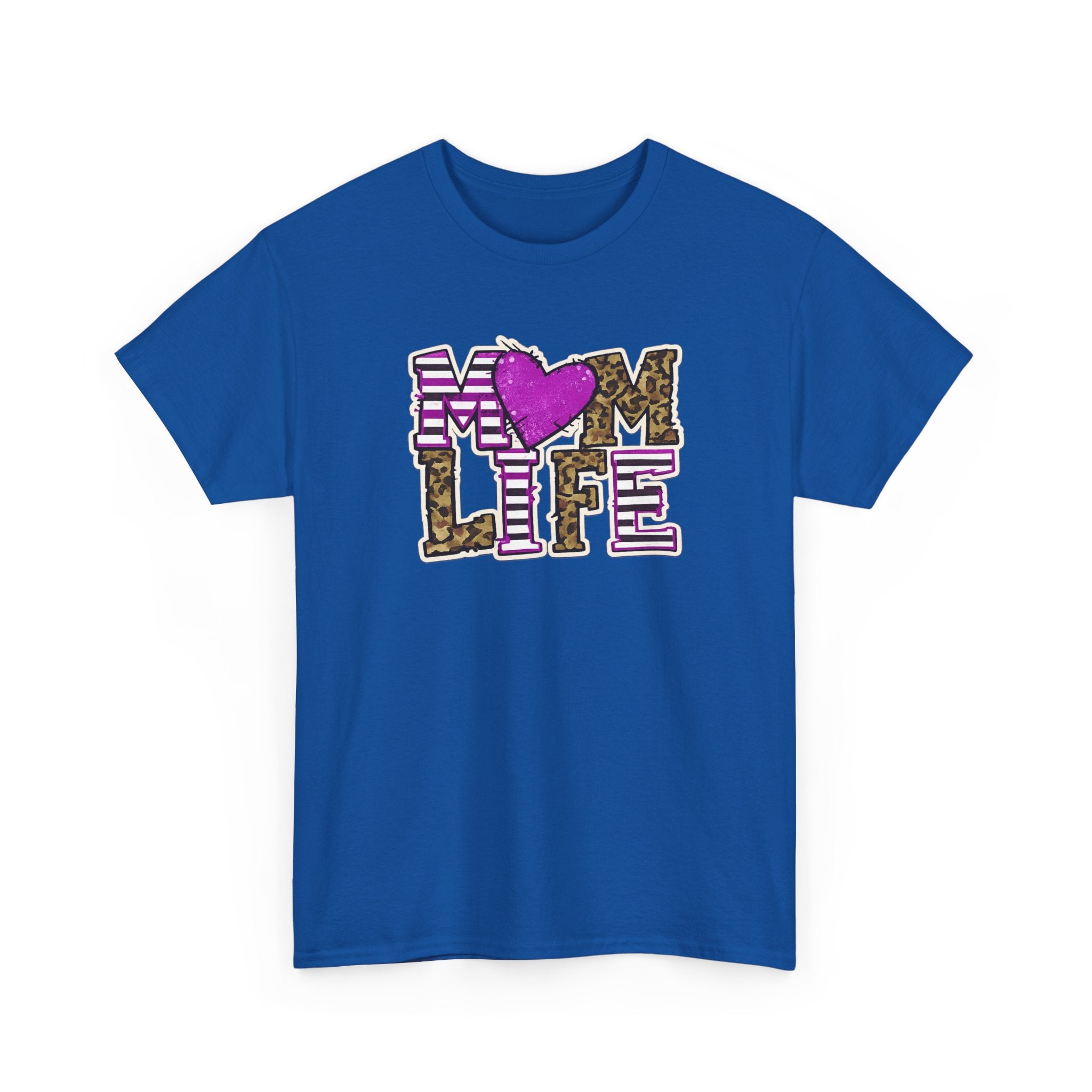 Mom Life T-Shirt — Leopard & Pink Heart Graphic Tee for Moms (Mother's Day Gift)