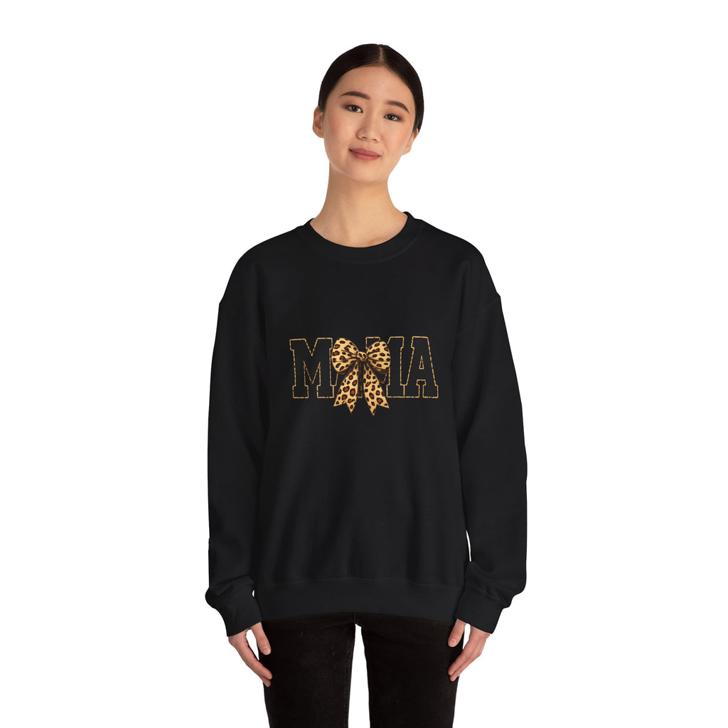 Mama Leopard Bow Crewneck Sweatshirt