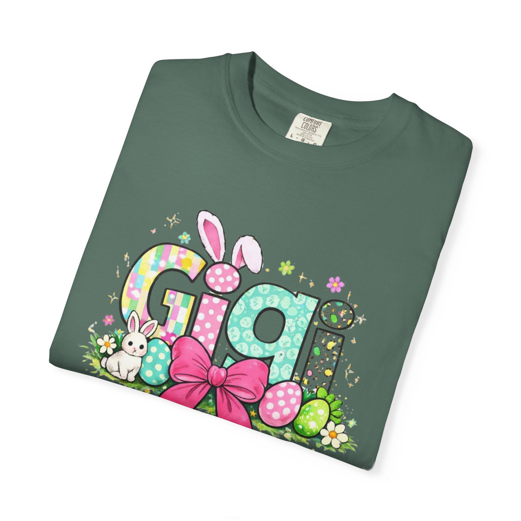 Easter Gigi T-Shirt — Pastel Bunny & Eggs Graphic Tee