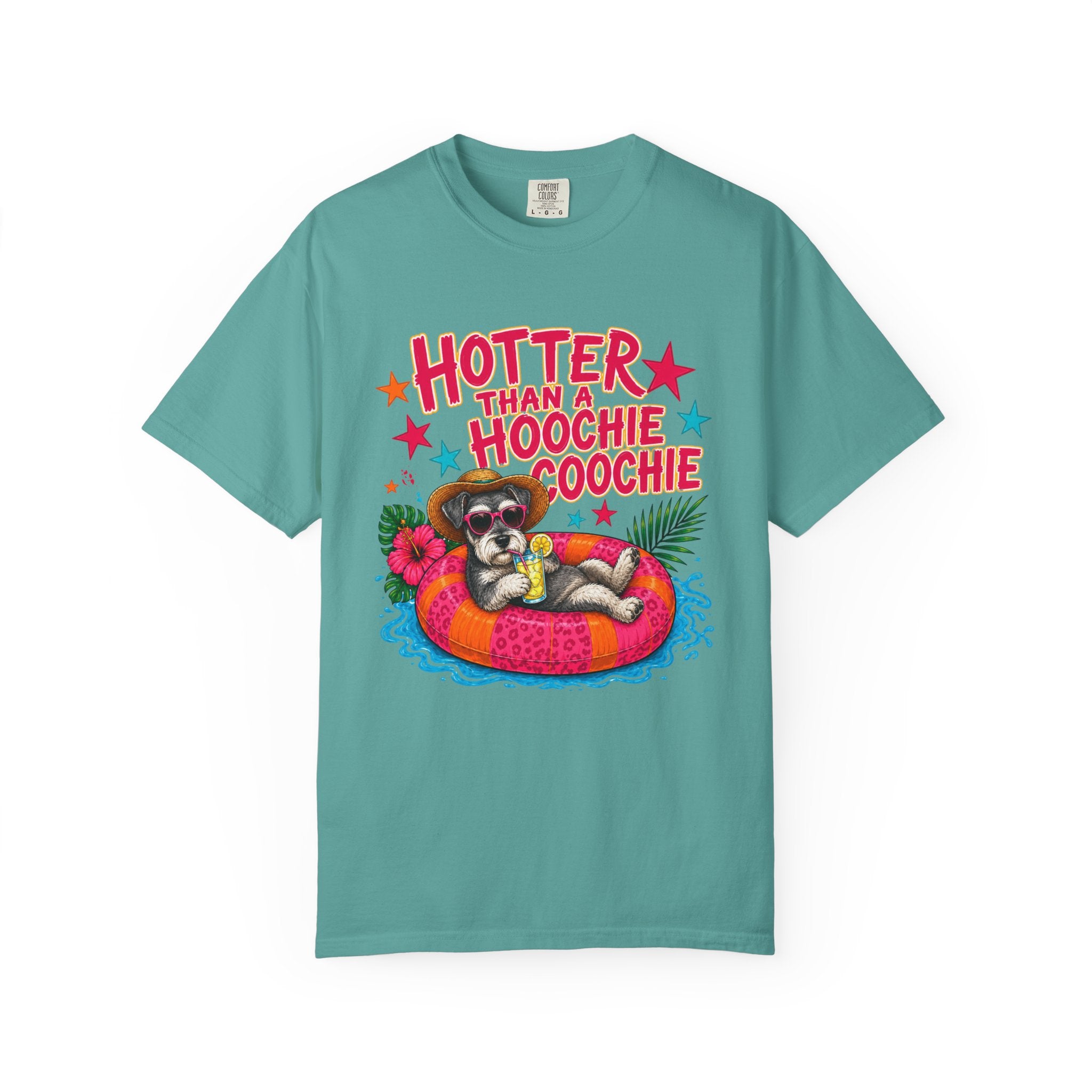 Graphic T-Shirt — "Hotter Than a Hoochie Coochie" Summer Pool Cat Tee