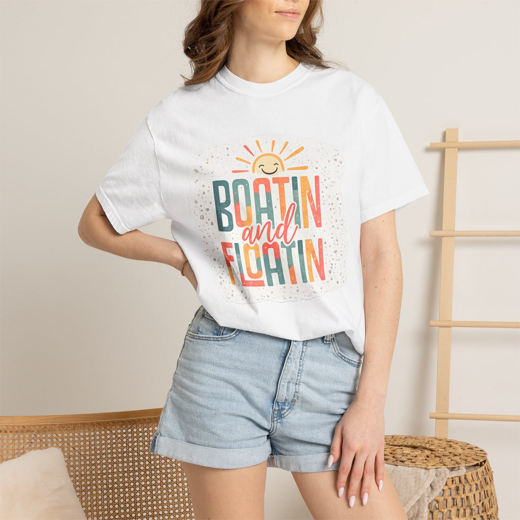 Boatin' and Floatin' T-Shirt — Retro Sun Summer Boating Tee