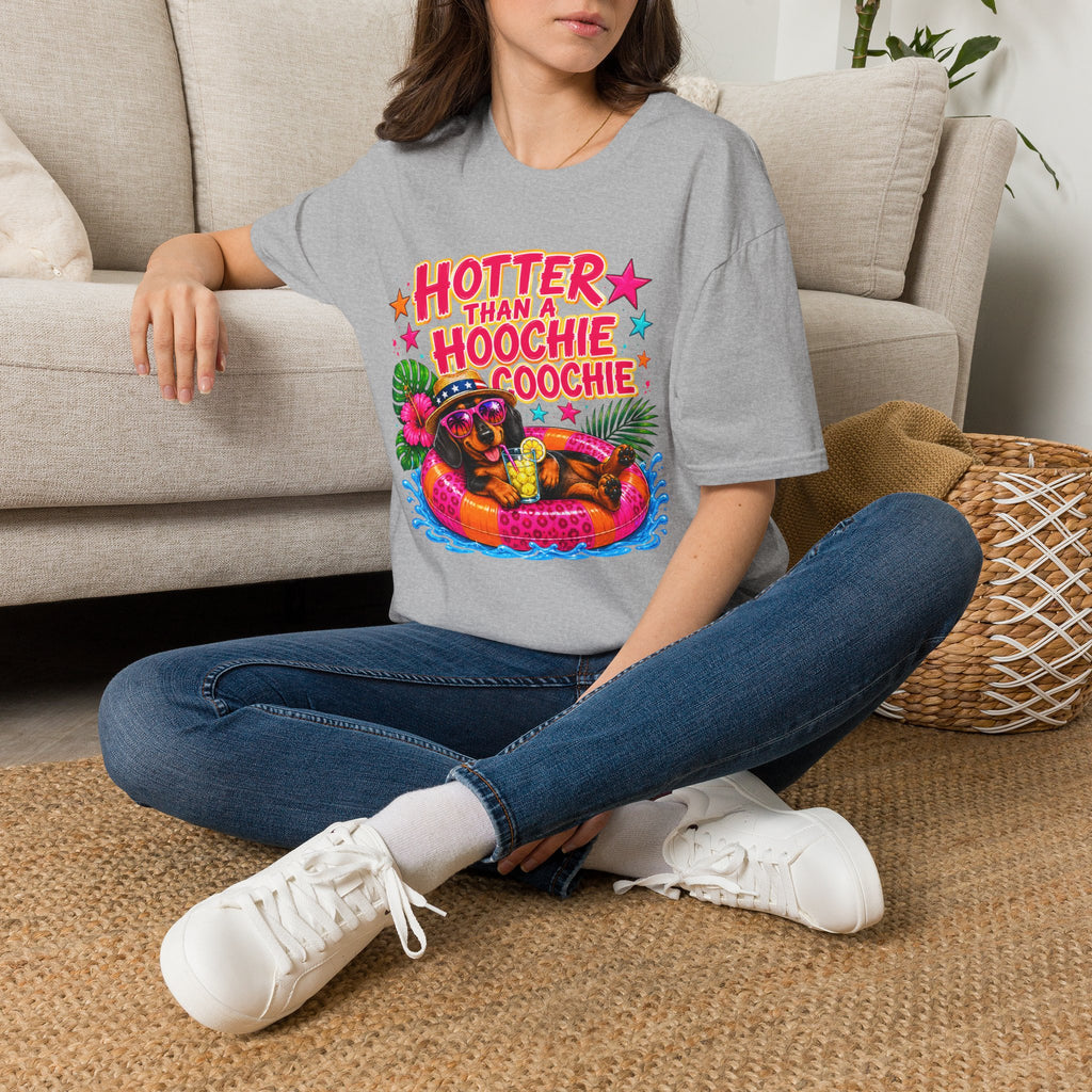 T-Shirt — "Hotter Than A Hoochie Coochie" Bright Retro Summer Graphic
