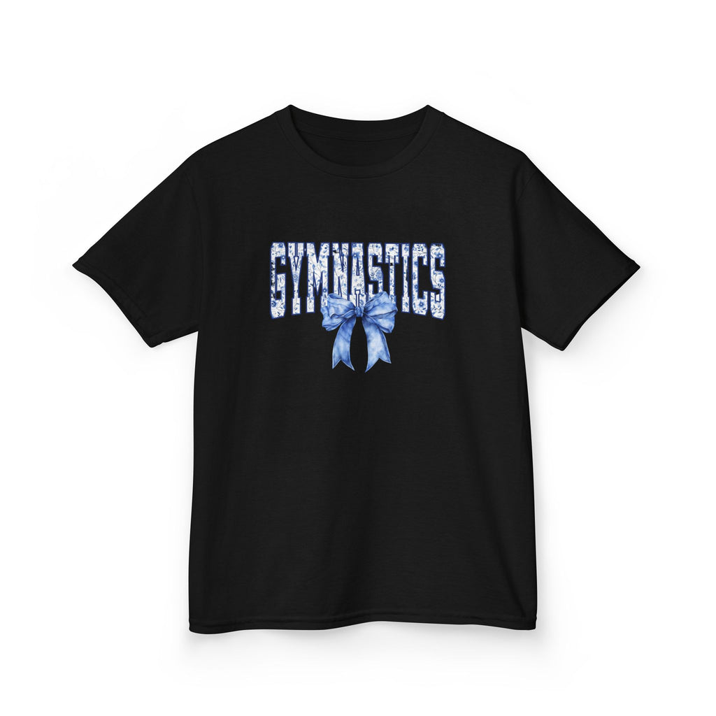 Gymnastics Kids Tee — Blue Bow Athletic Shirt for Girls