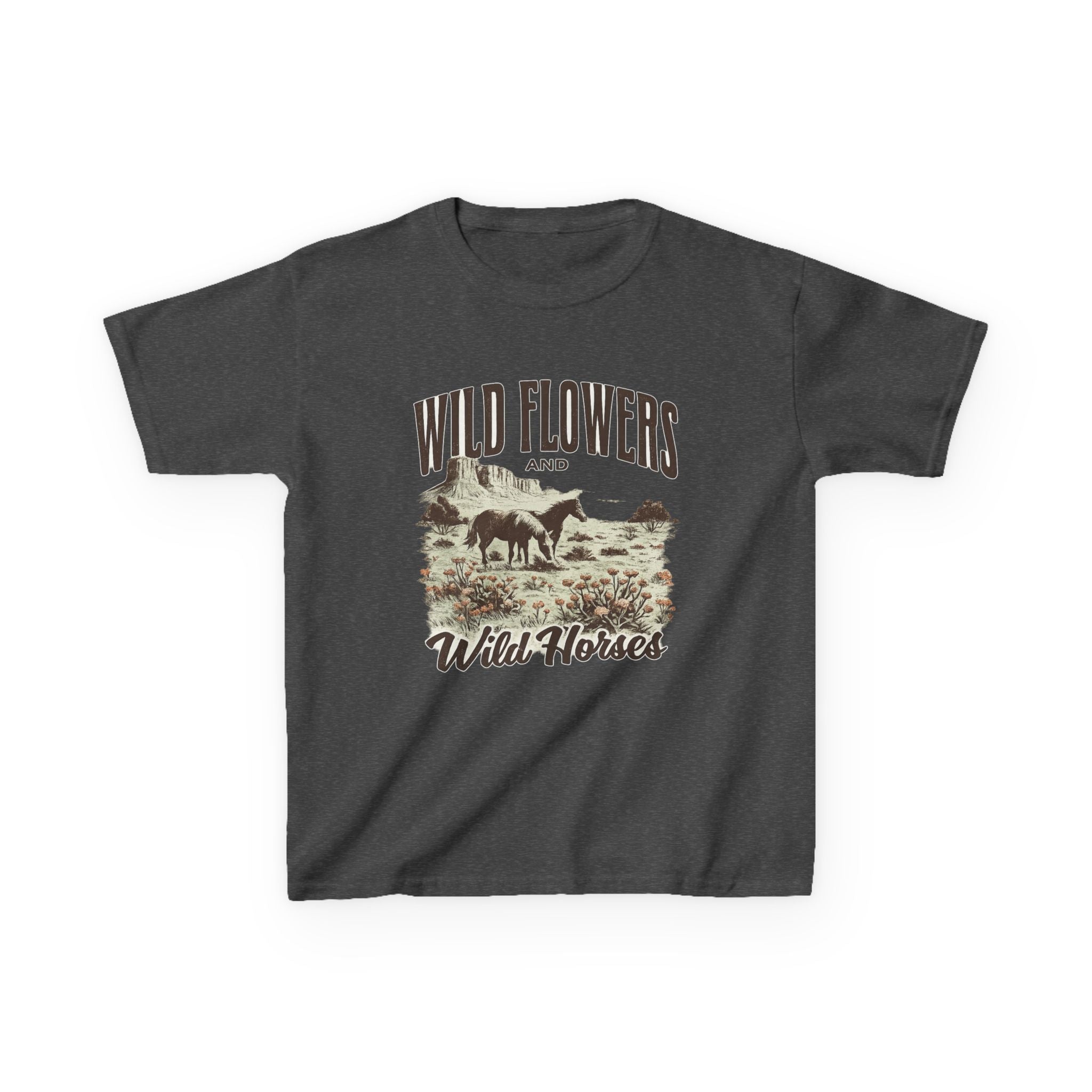Kids T-Shirt — "Wild Flowers and Wild Horses" Rustic Western Tee