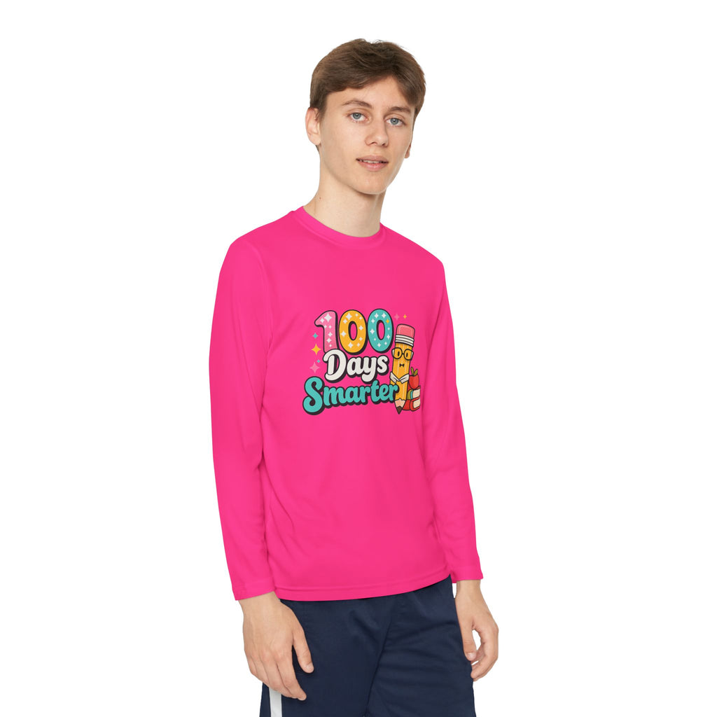 Youth Long Sleeve Tee - "100 Days Smarter" School Celebration Shirt