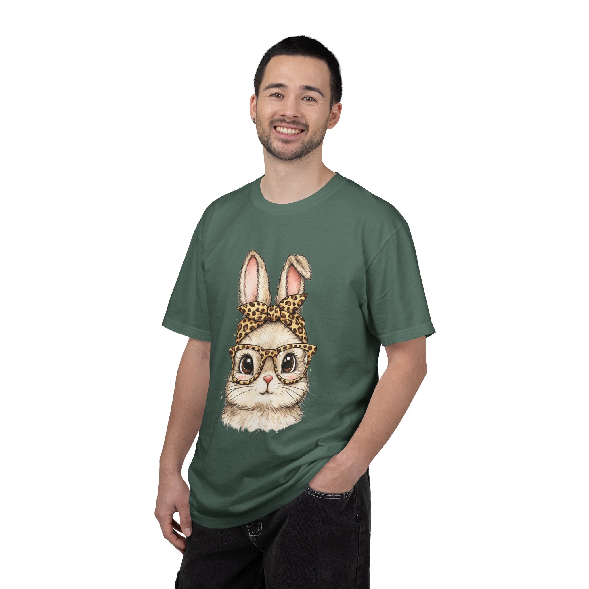 Bunny in Leopard Headband T-Shirt — Cute Vintage Rabbit Graphic Tee