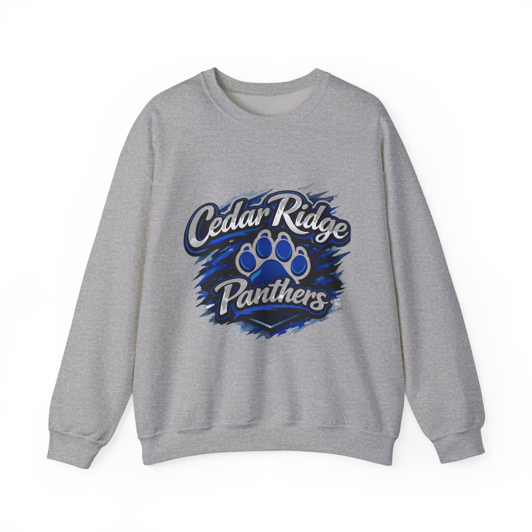 Cedar Ridge Panthers Crewneck Sweatshirt — Blue Paw School Spirit