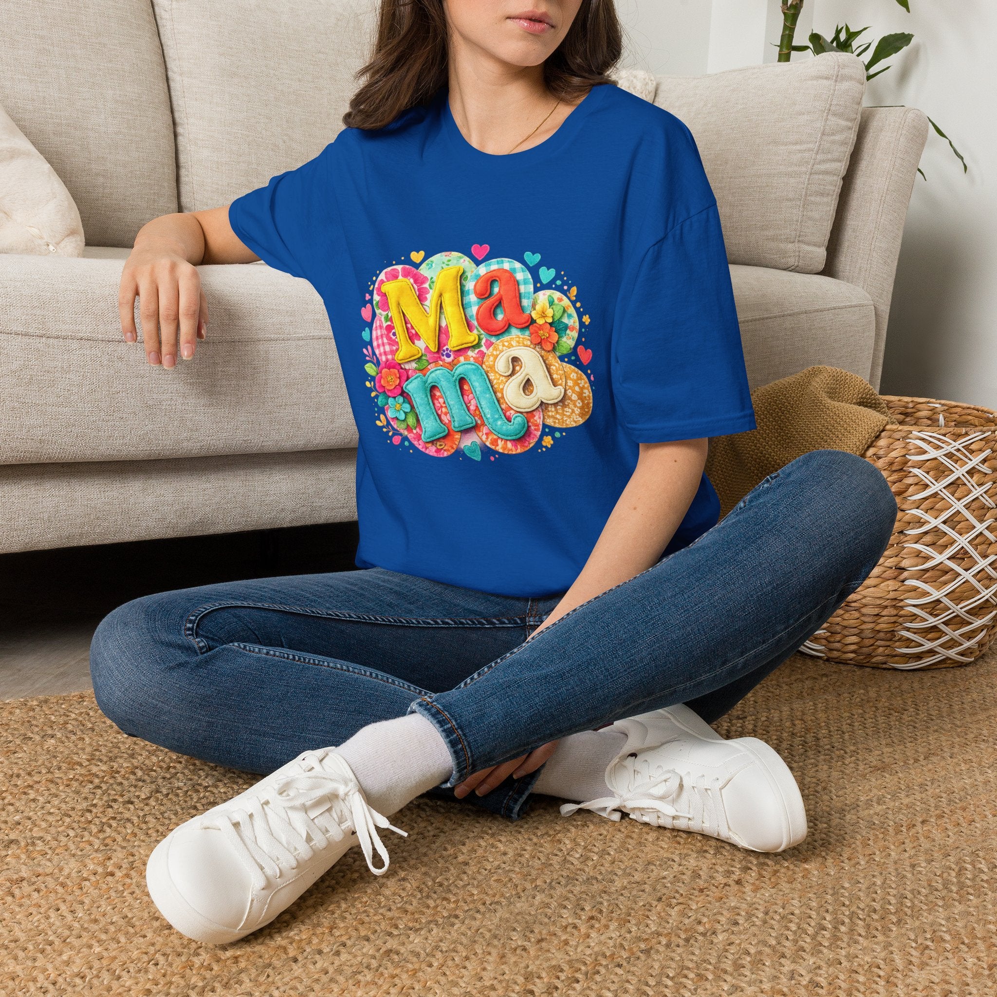Mama Floral Graphic T‑Shirt — Colorful Heart & Flower Mother's Day Tee