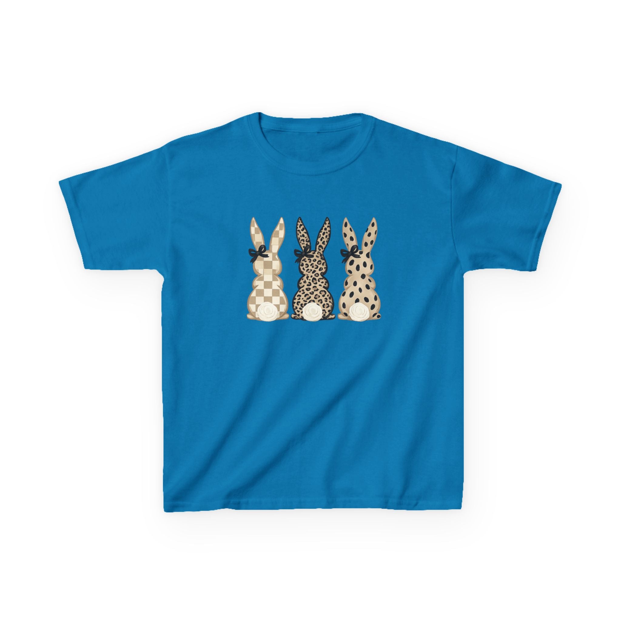 Kids Bunny Trio Tee — Neutral Patterned Easter Rabbit Shirt