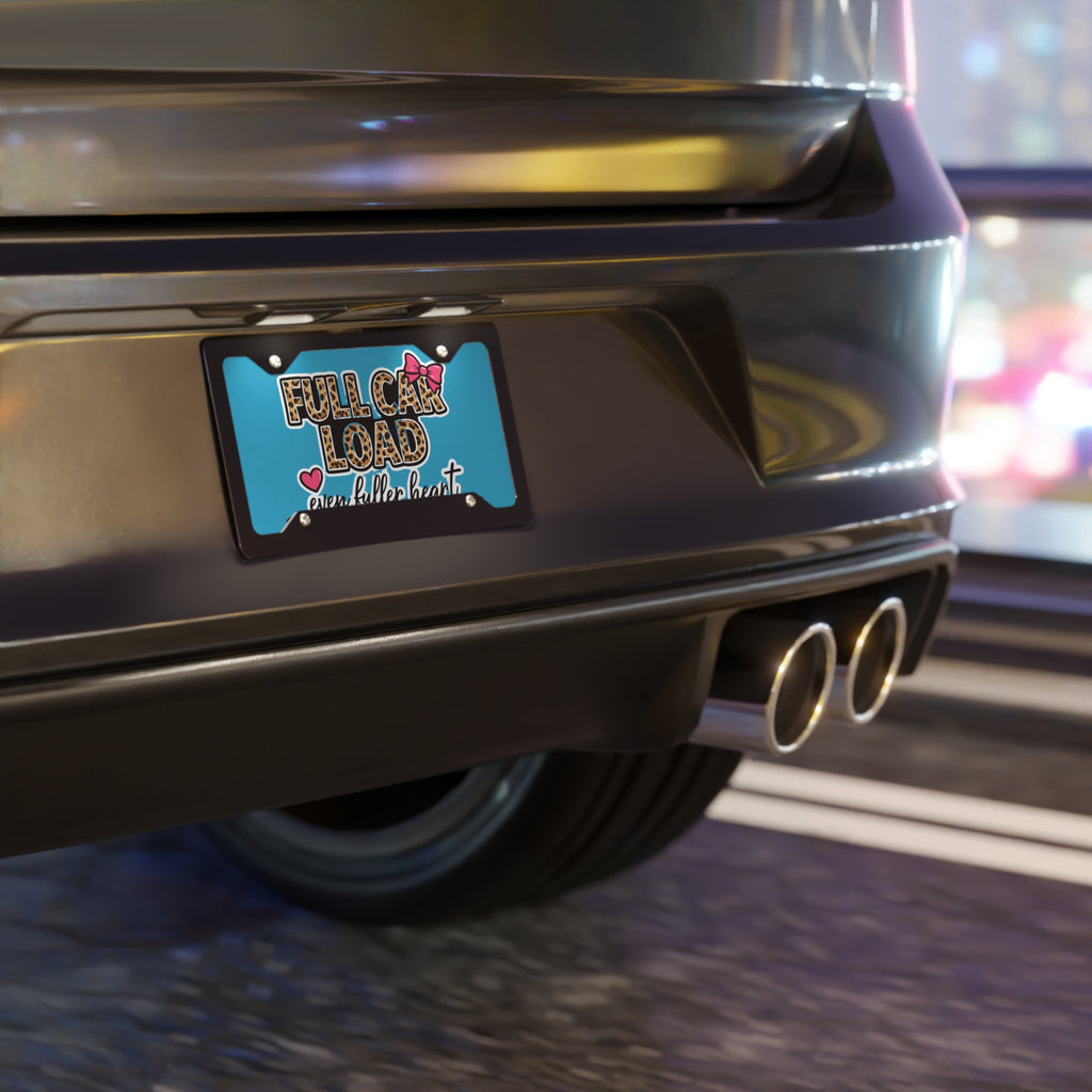 Vanity Plate - "Full Car Load, Even Fuller Heart" Leopard Bow Design