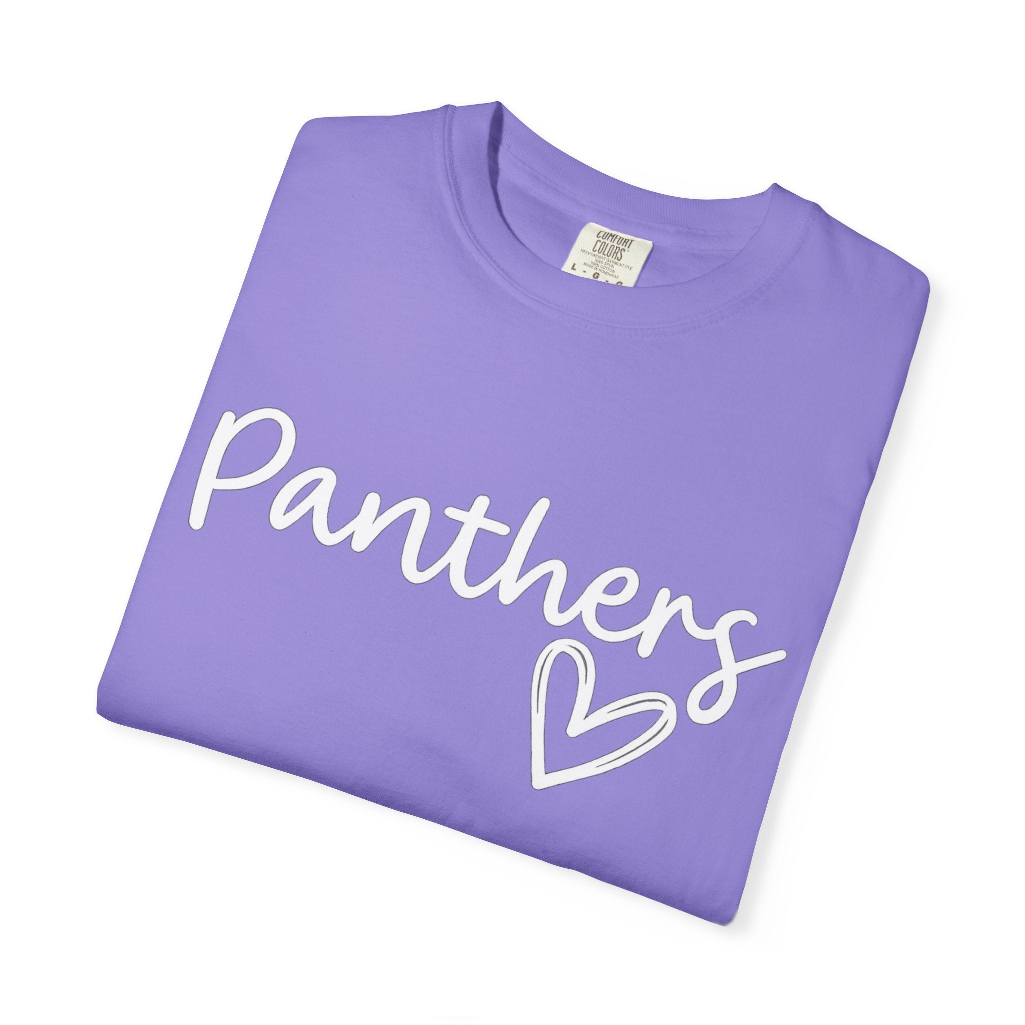 Panthers Heart T-Shirt — Cute Script School Spirit Tee