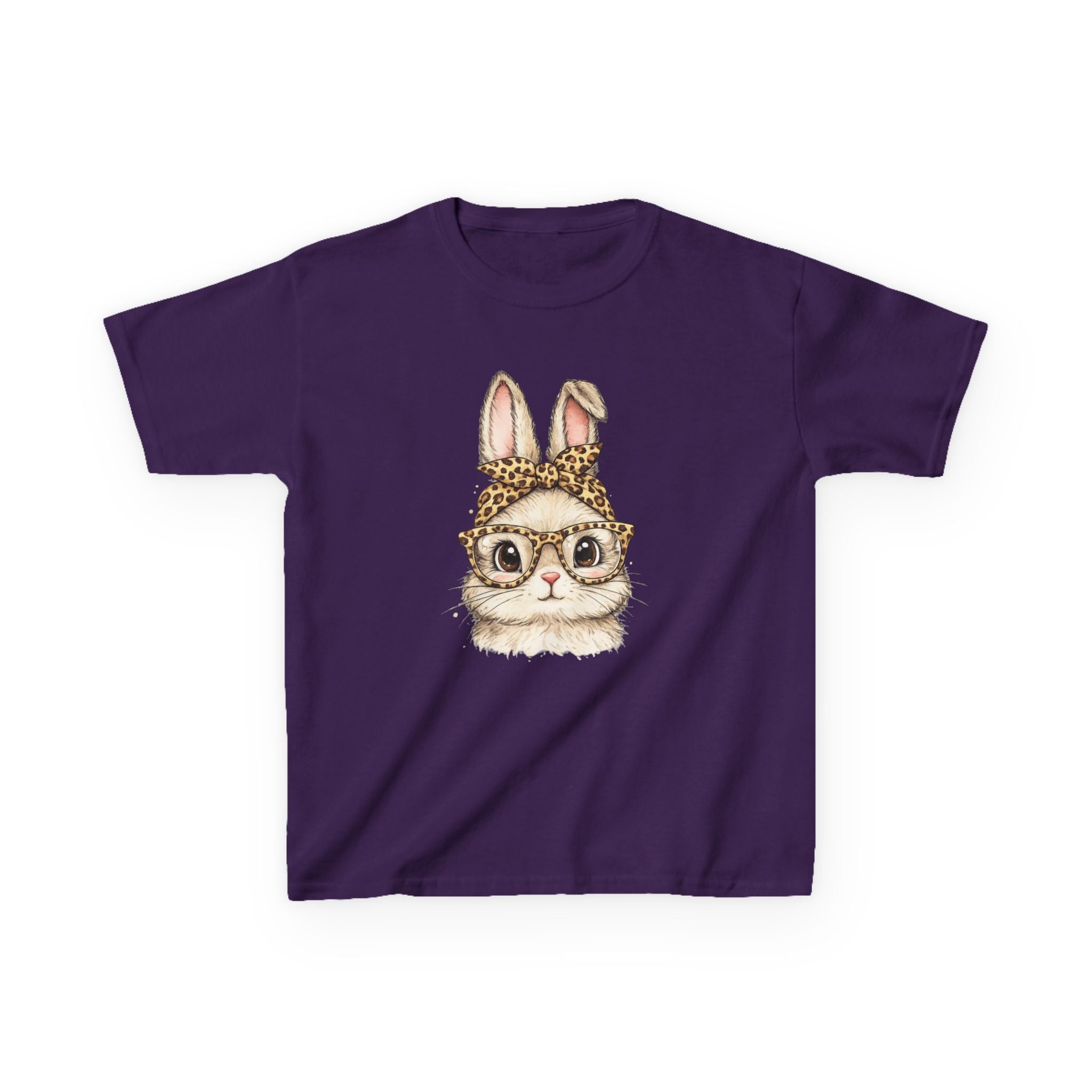 Kids Bunny with Glasses Tee — Cute Leopard Headband Rabbit Shirt for Children