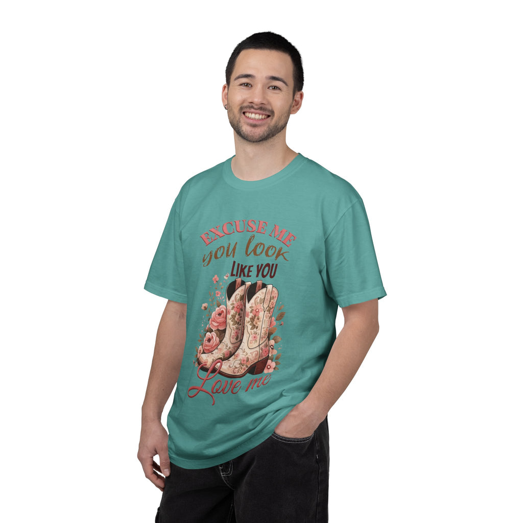 Excuse Me You Look Like You Love Me T-Shirt — Floral Cowboy Boots Graphic Tee