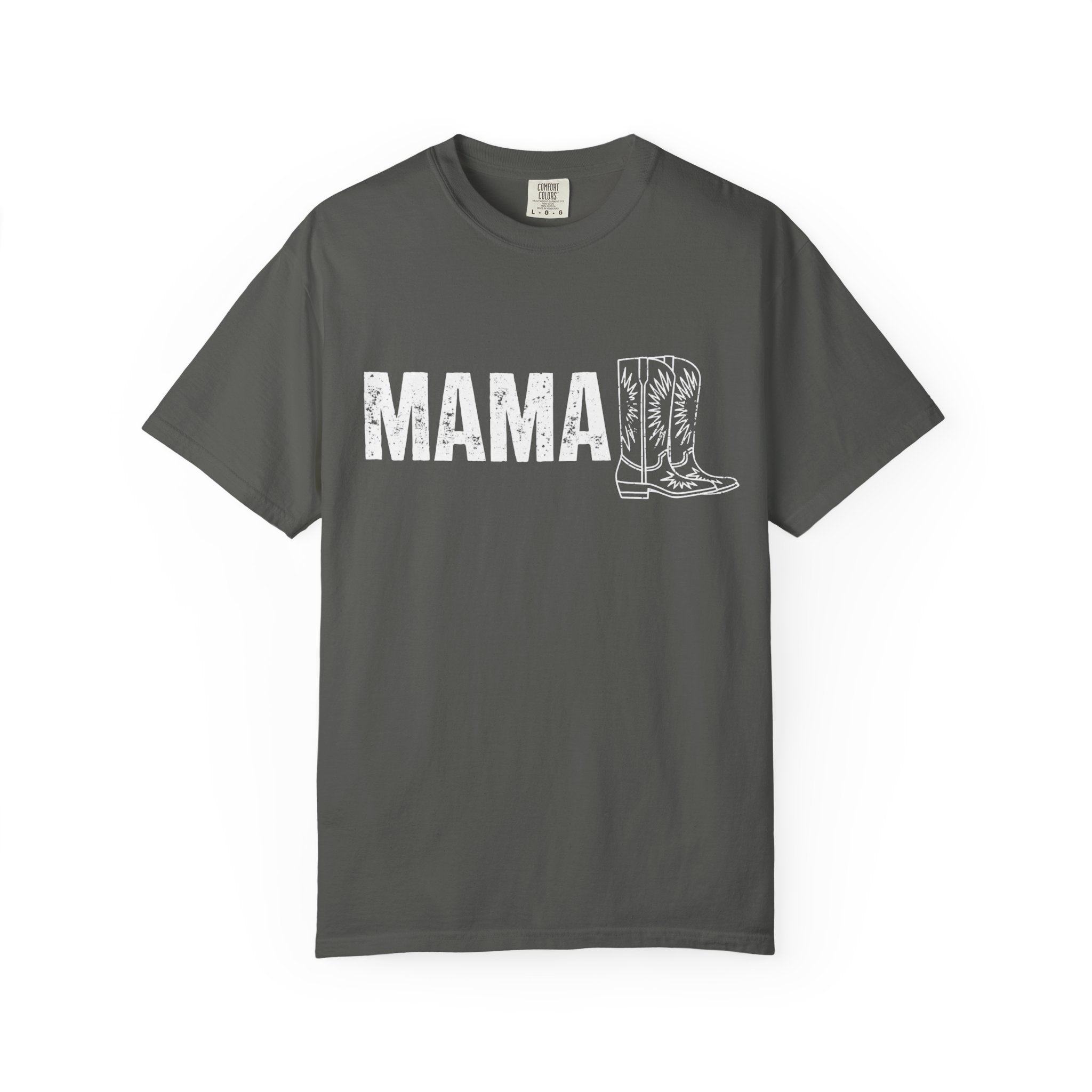 Mama Cowboy Boots T-Shirt — Rustic Western Mom Graphic Tee