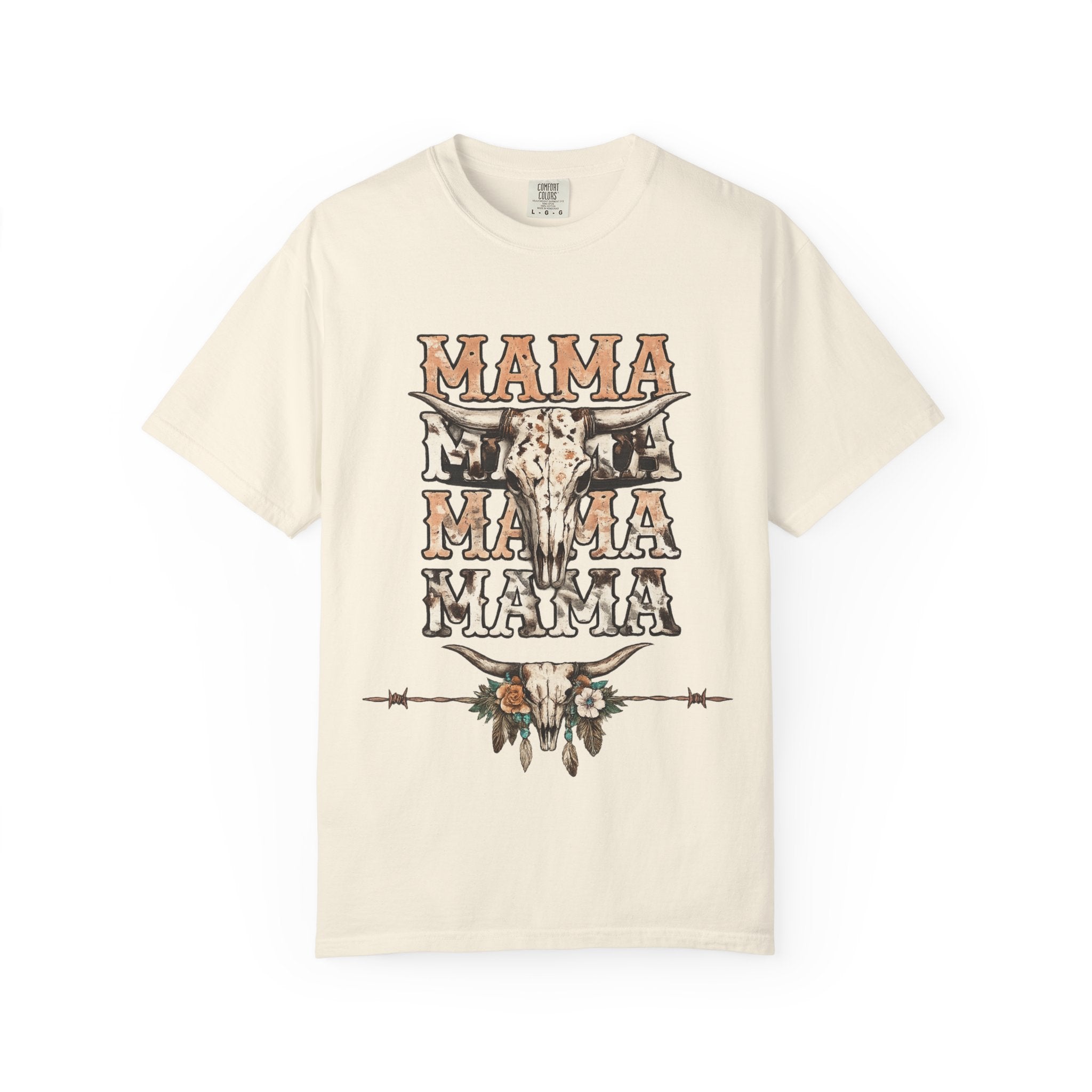 Mama Cow Skull Graphic T-Shirt — Western Boho Mom Tee