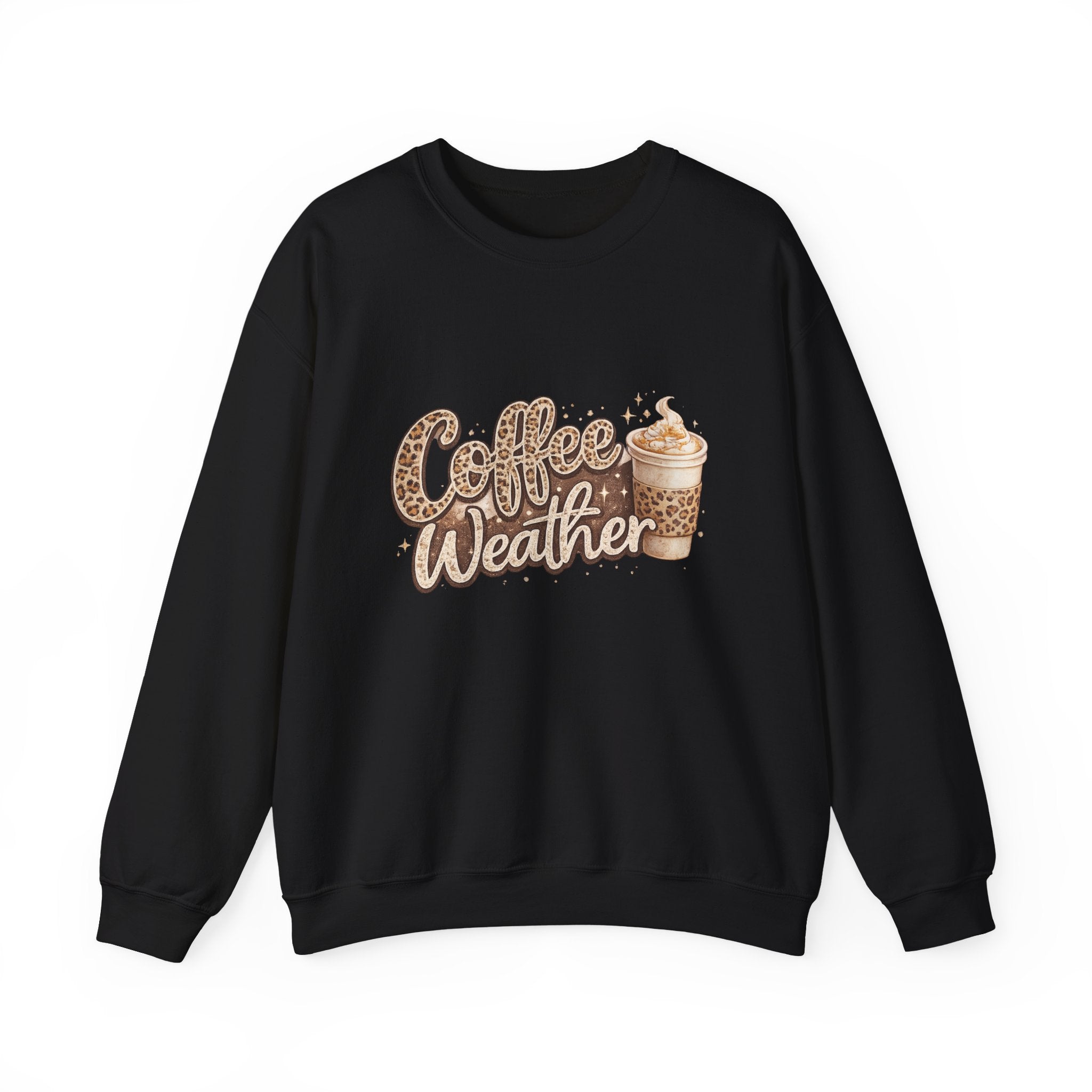 Coffee Weather Sweatshirt – Cozy Leopard Print Coffee Cup Crewneck