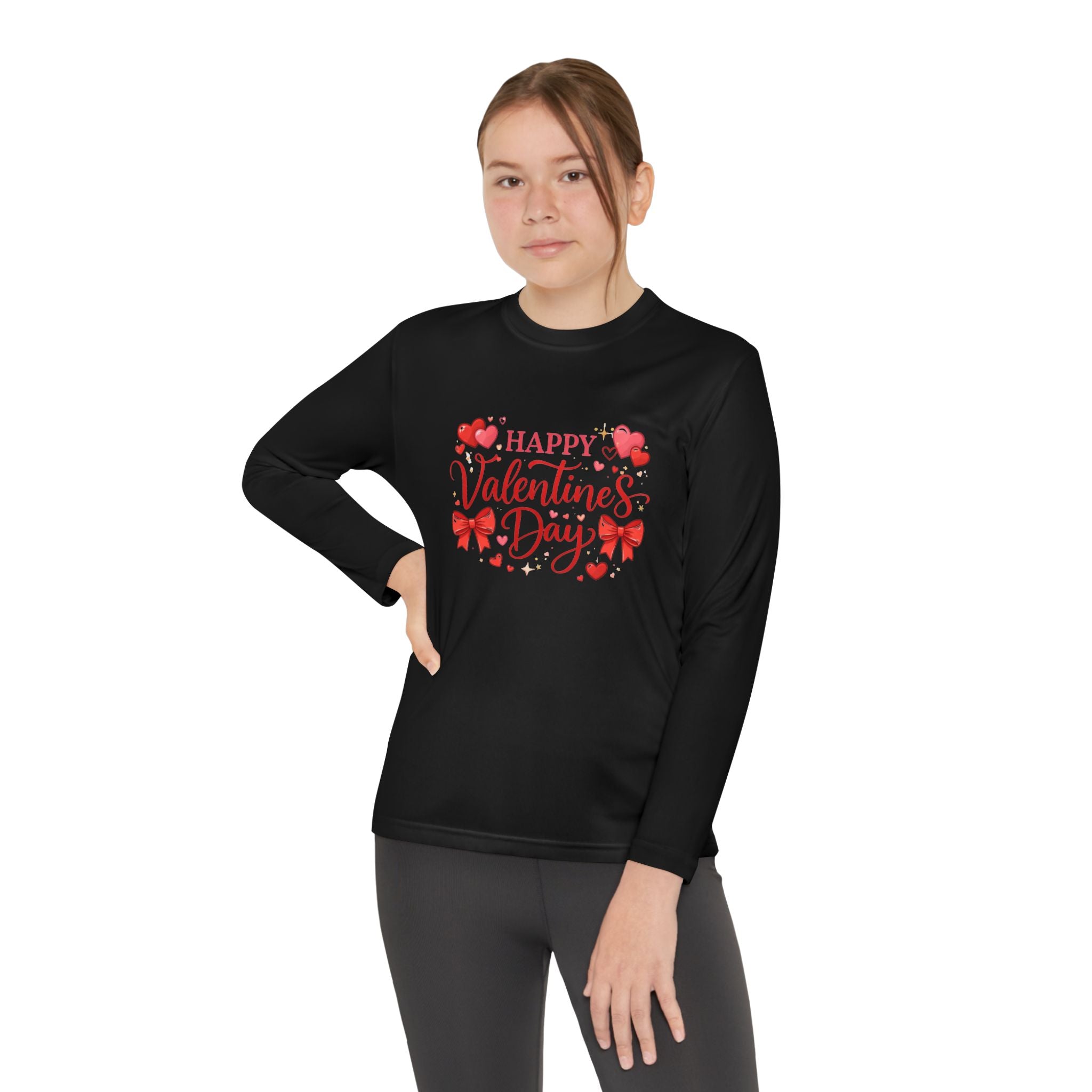Valentine’s Day Youth Long Sleeve Tee — "Happy Valentine’s Day" Kids Shirt