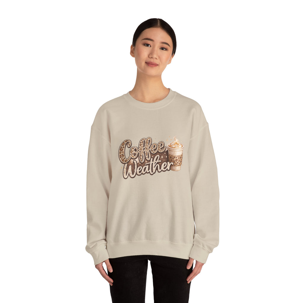 Coffee Weather Sweatshirt – Cozy Leopard Print Coffee Cup Crewneck
