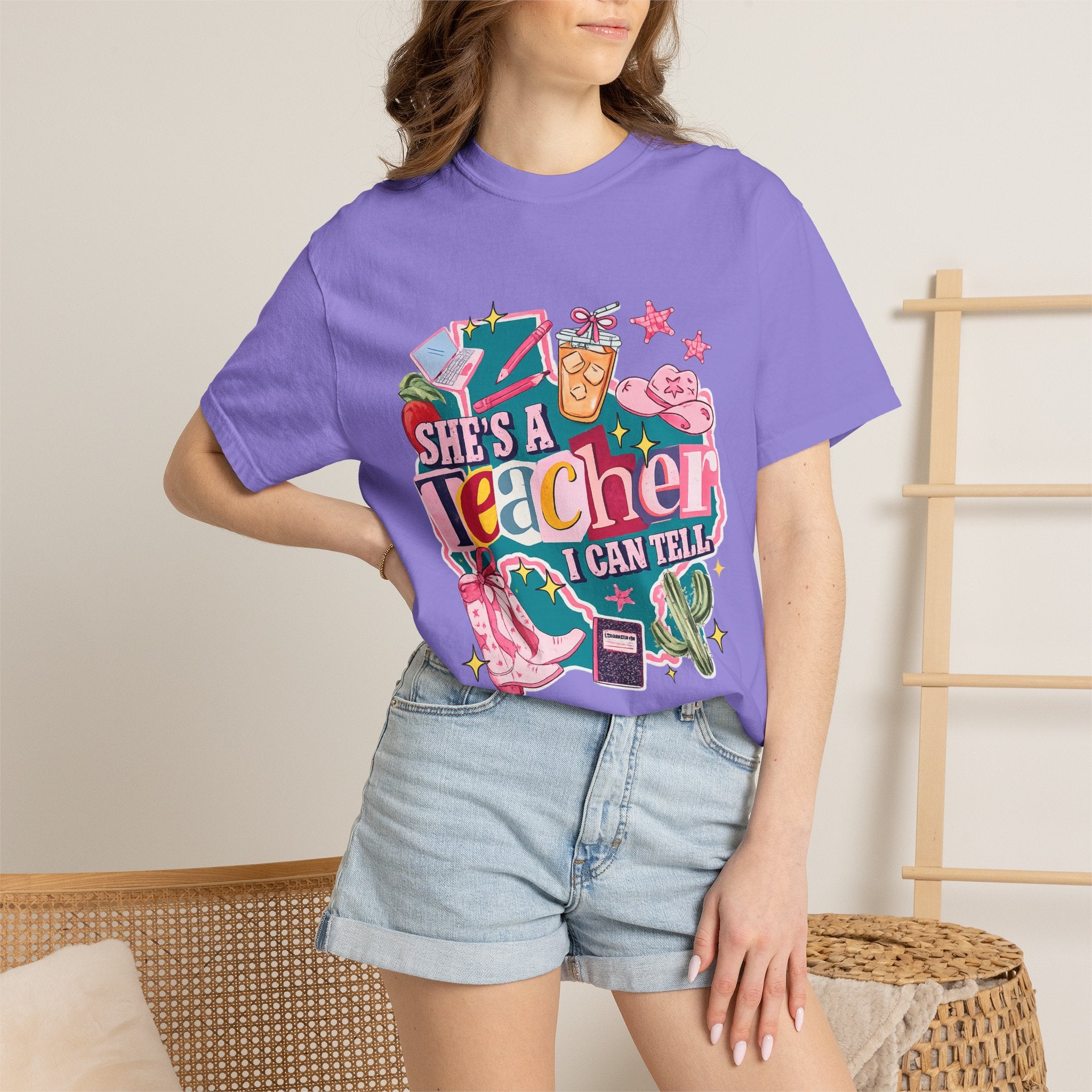 She's A Teacher I Can Tell T-Shirt — Cute Colorful Teacher Gift Tee
