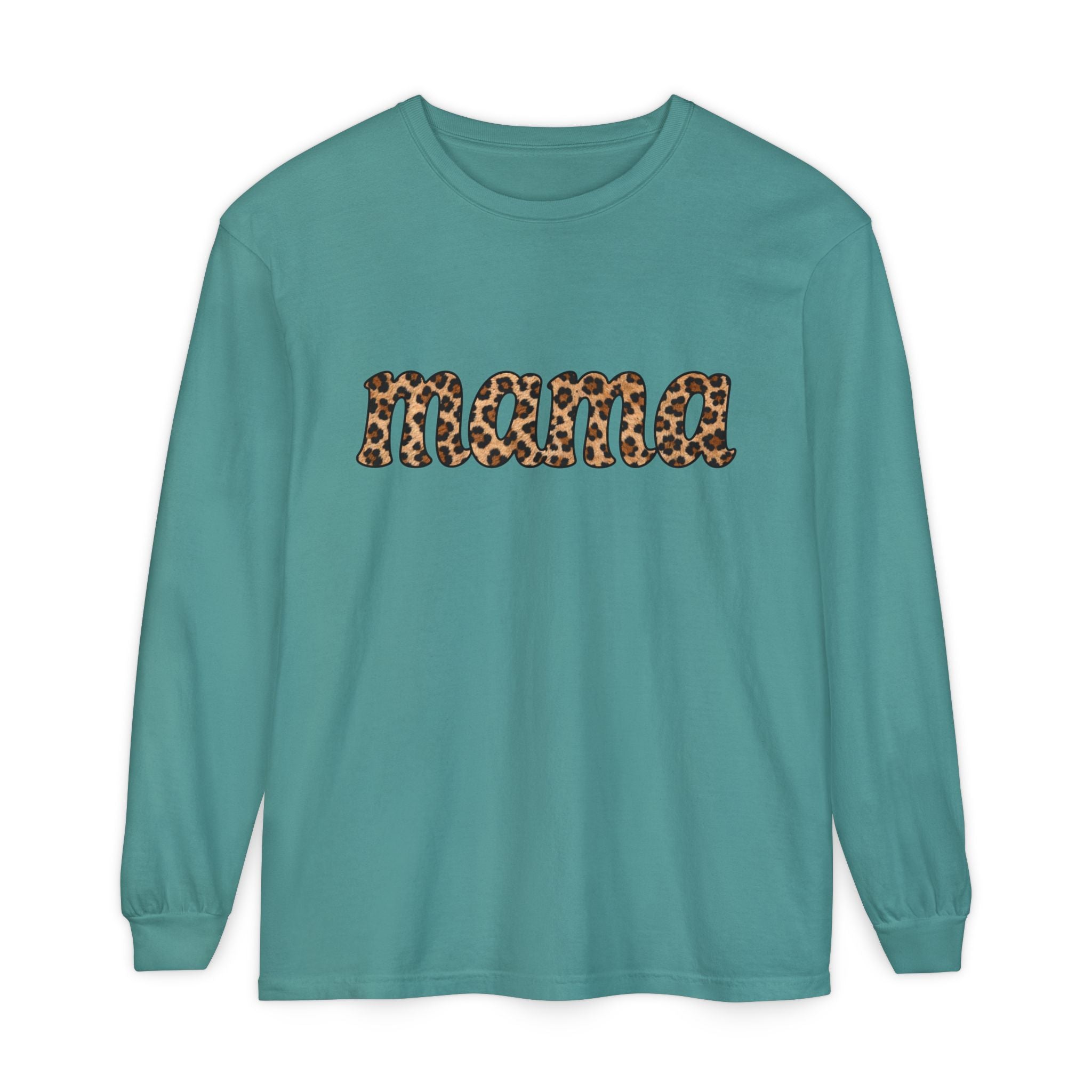 Mama Leopard Print Long Sleeve Tee