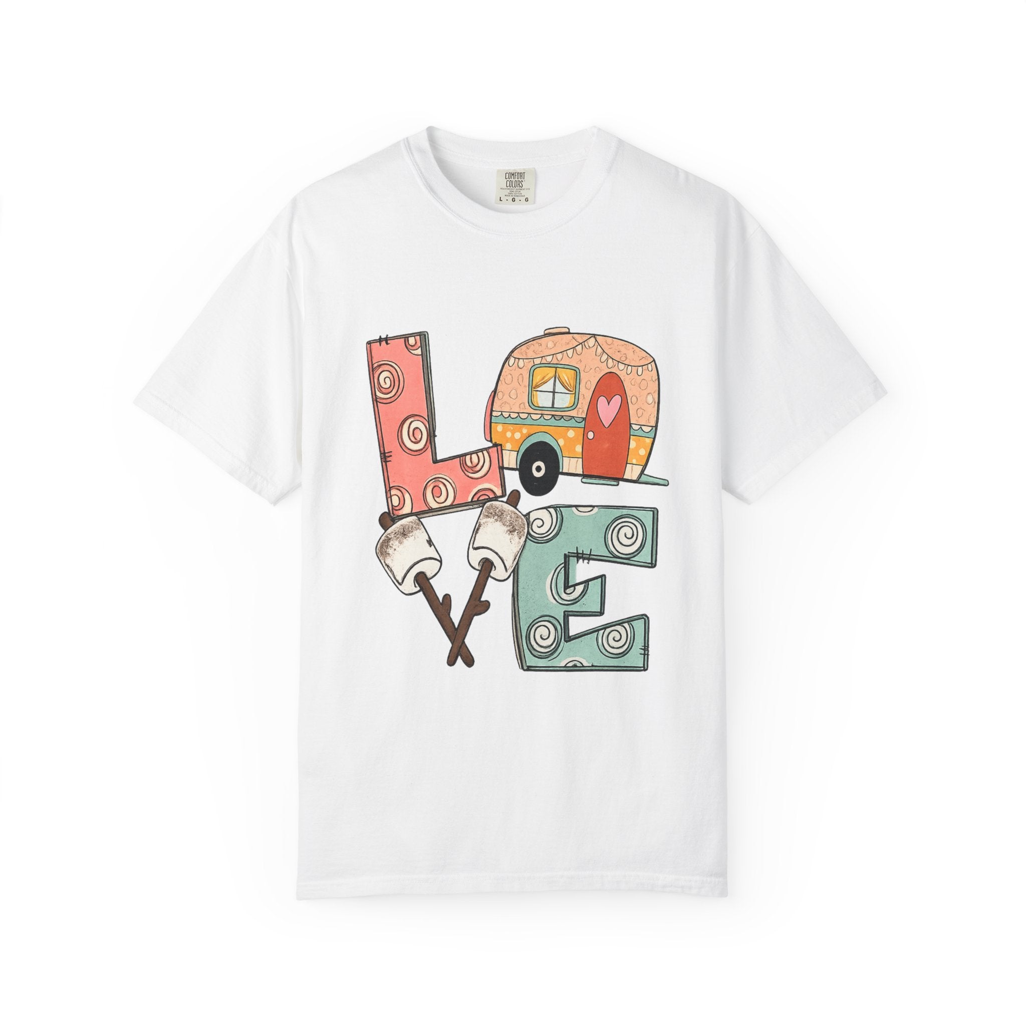 Love Camper T-Shirt — Retro RV & S'mores Graphic Tee for Campers