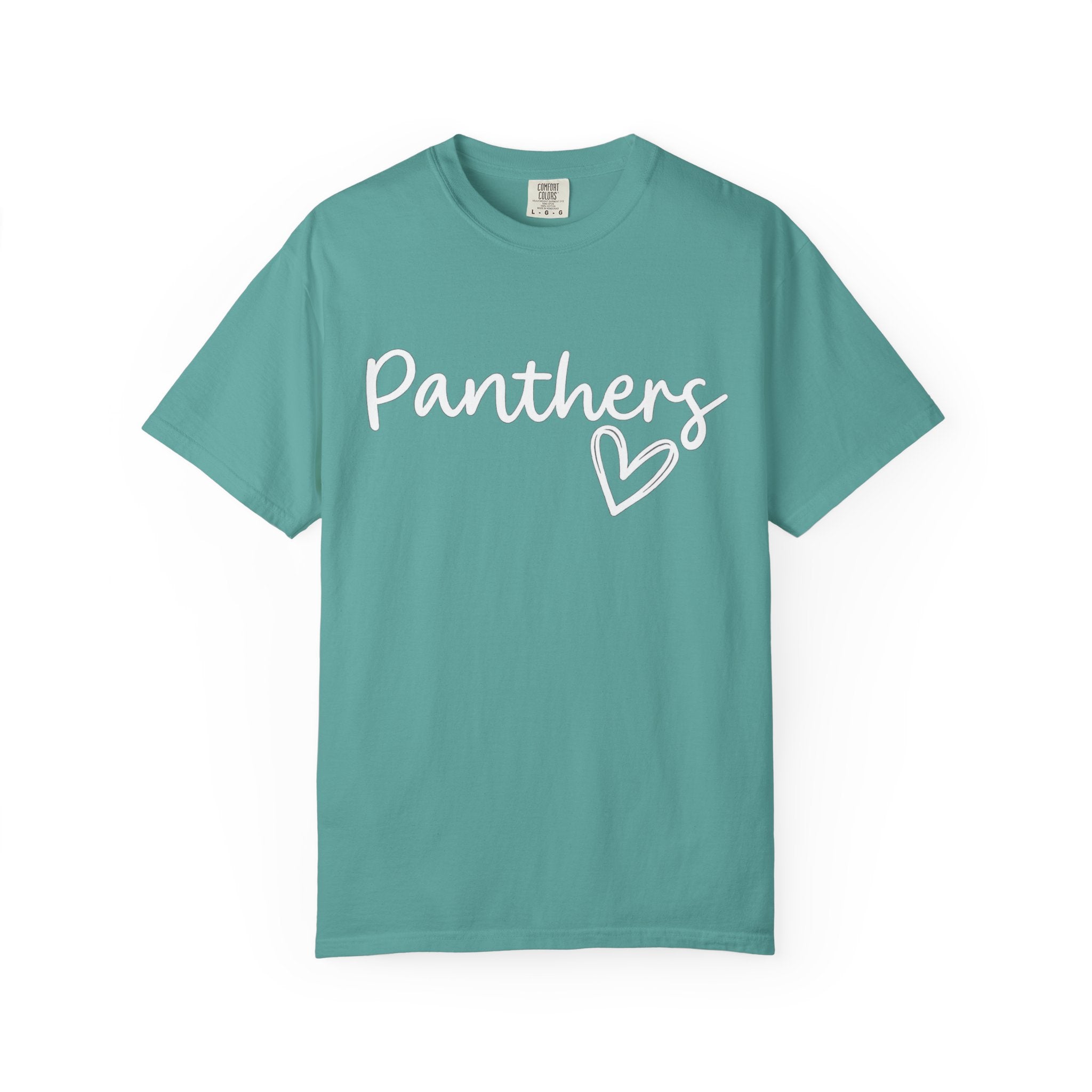 Panthers Heart T-Shirt — Cute Script School Spirit Tee