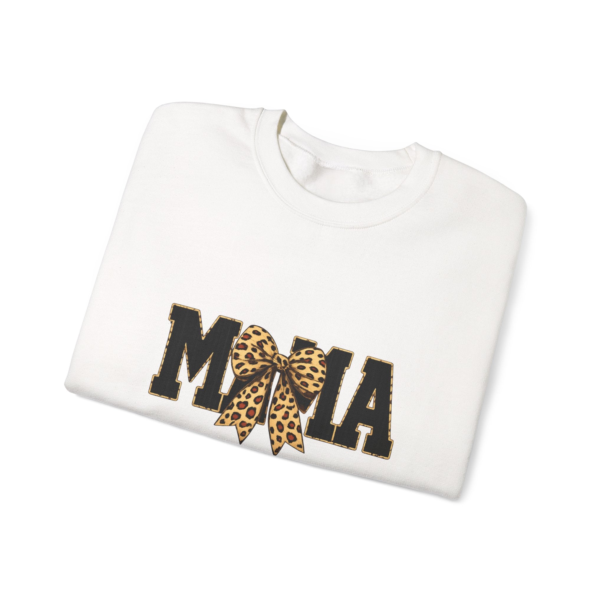 Mama Leopard Bow Crewneck Sweatshirt