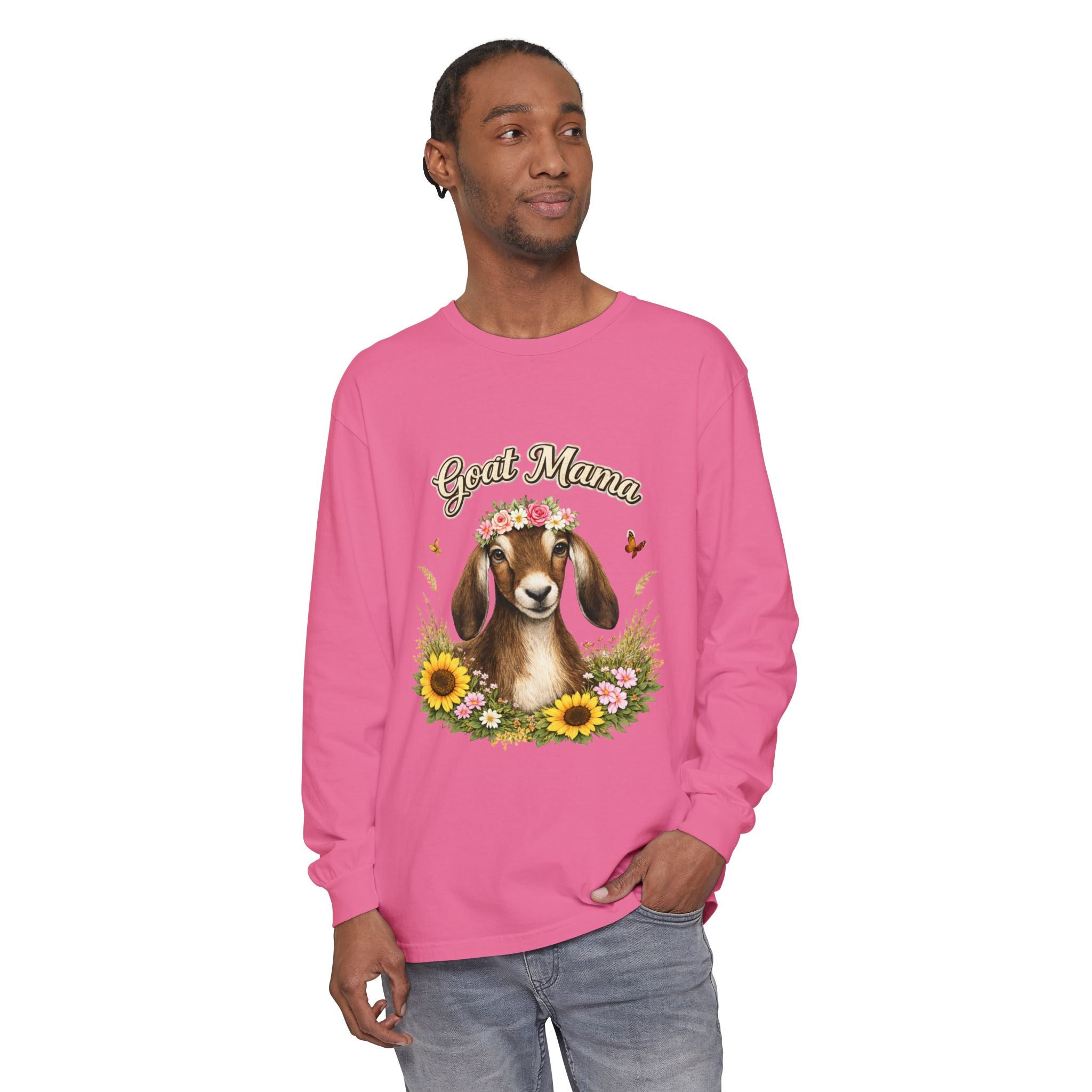 Goat Mama Long Sleeve Shirt — Floral Goat Mom Tee