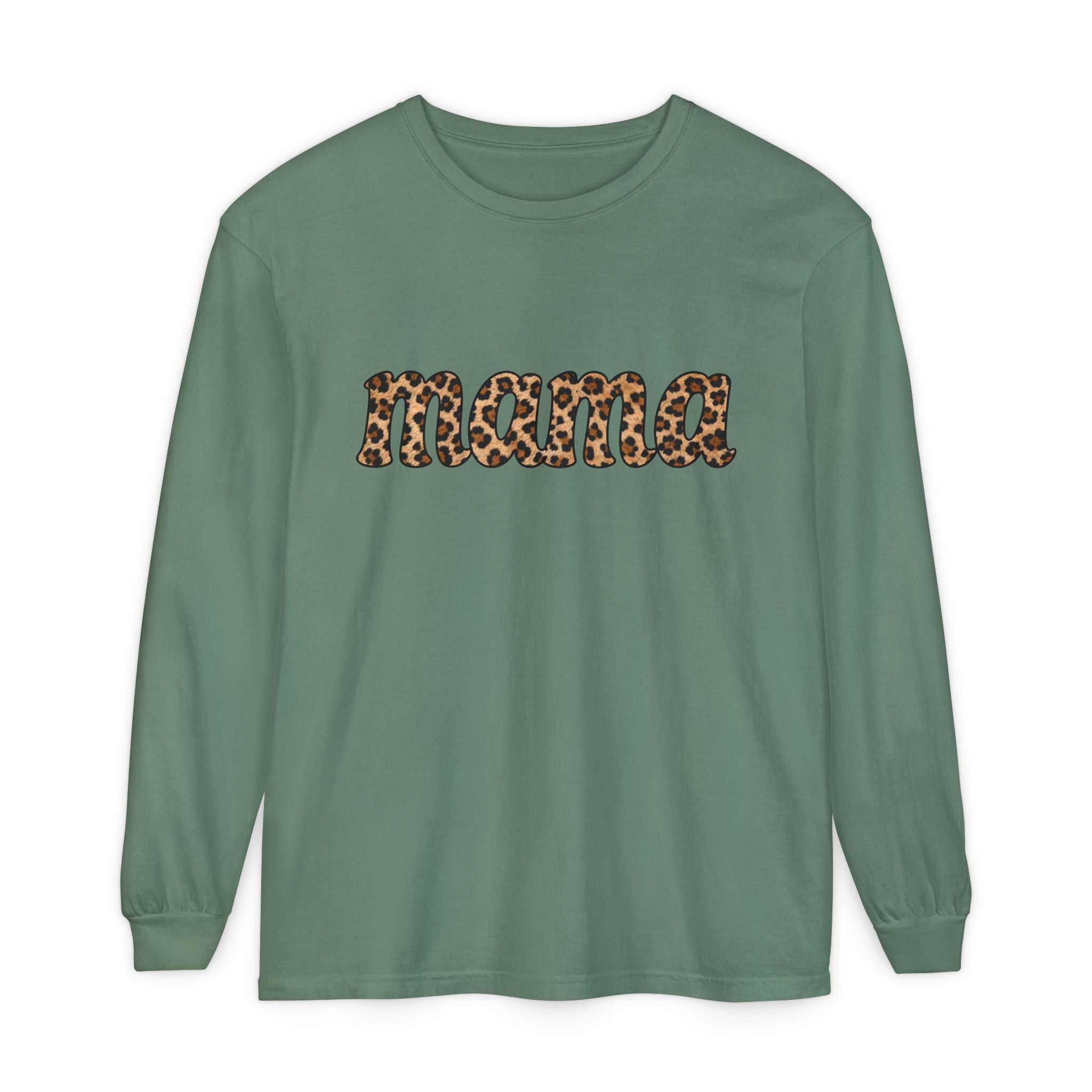 Mama Leopard Print Long Sleeve Tee