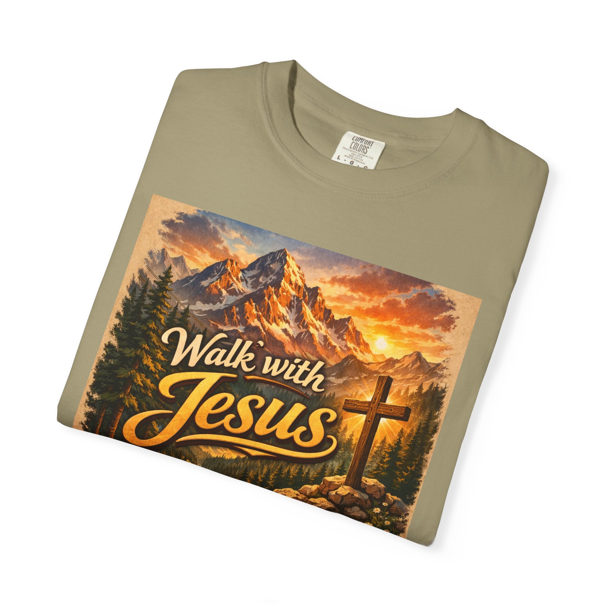 Walk with Jesus T-Shirt — Christian Faith Mountain Cross Tee
