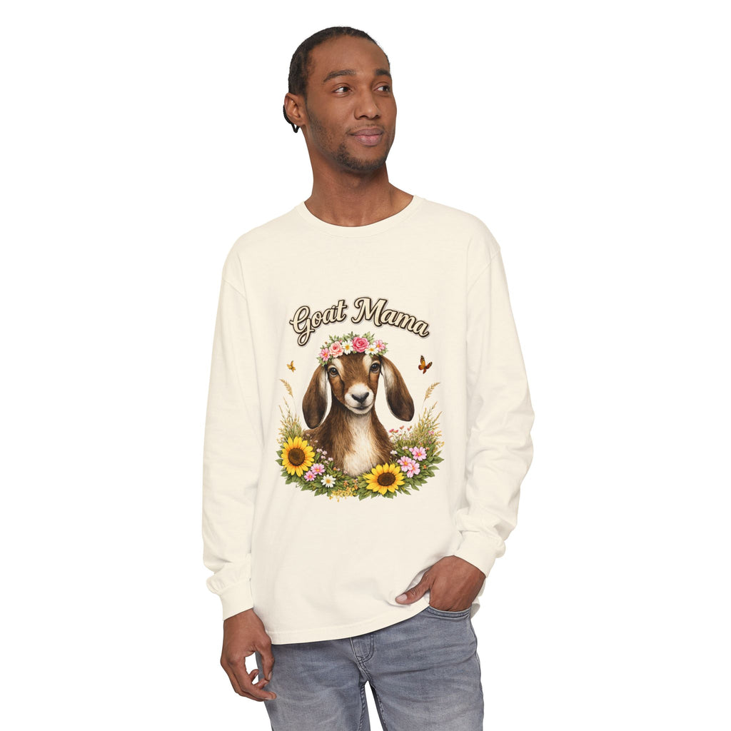Goat Mama Long Sleeve Shirt — Floral Goat Mom Tee