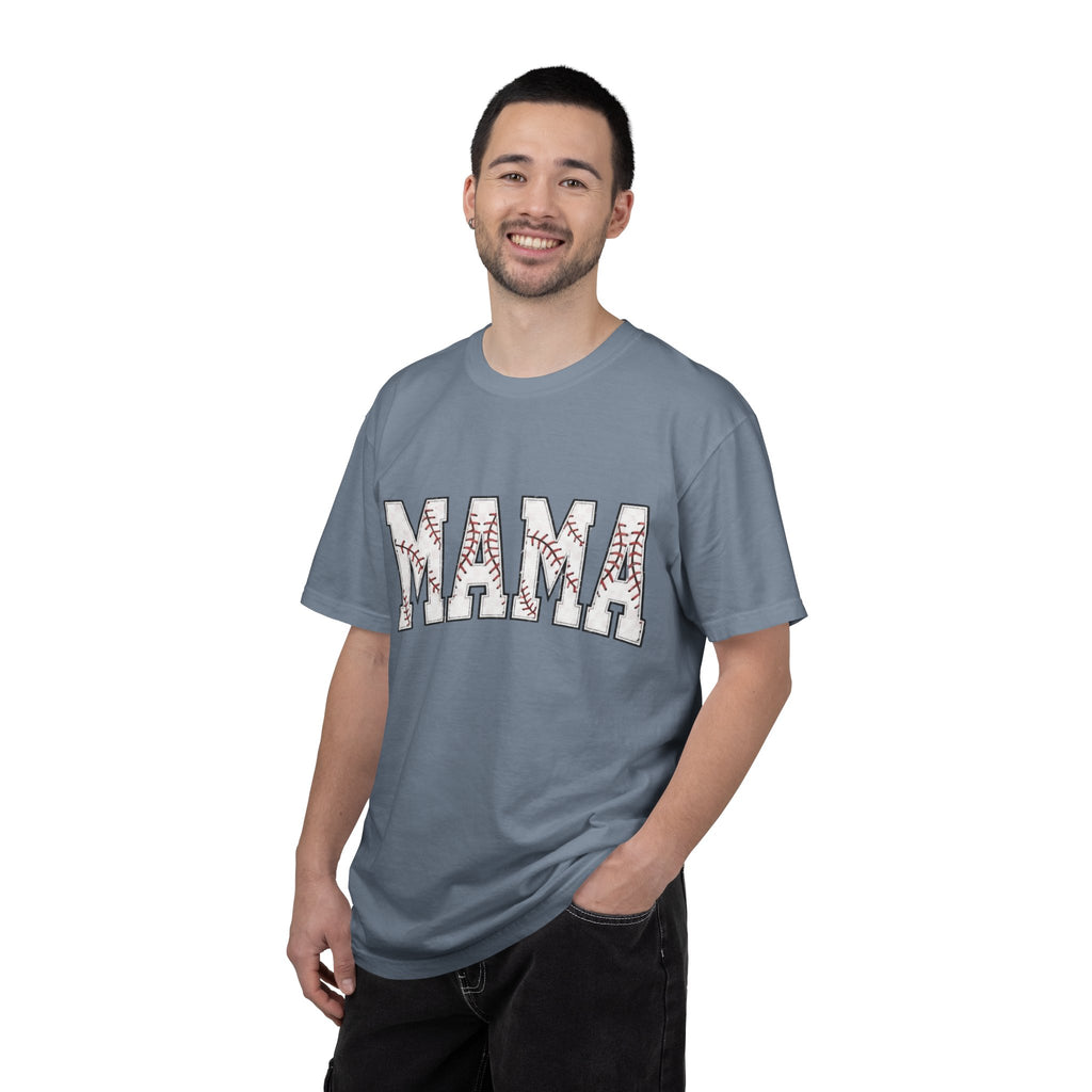 Mama Baseball Tee — 'MAMA' Stitched Baseball Mom T‑Shirt