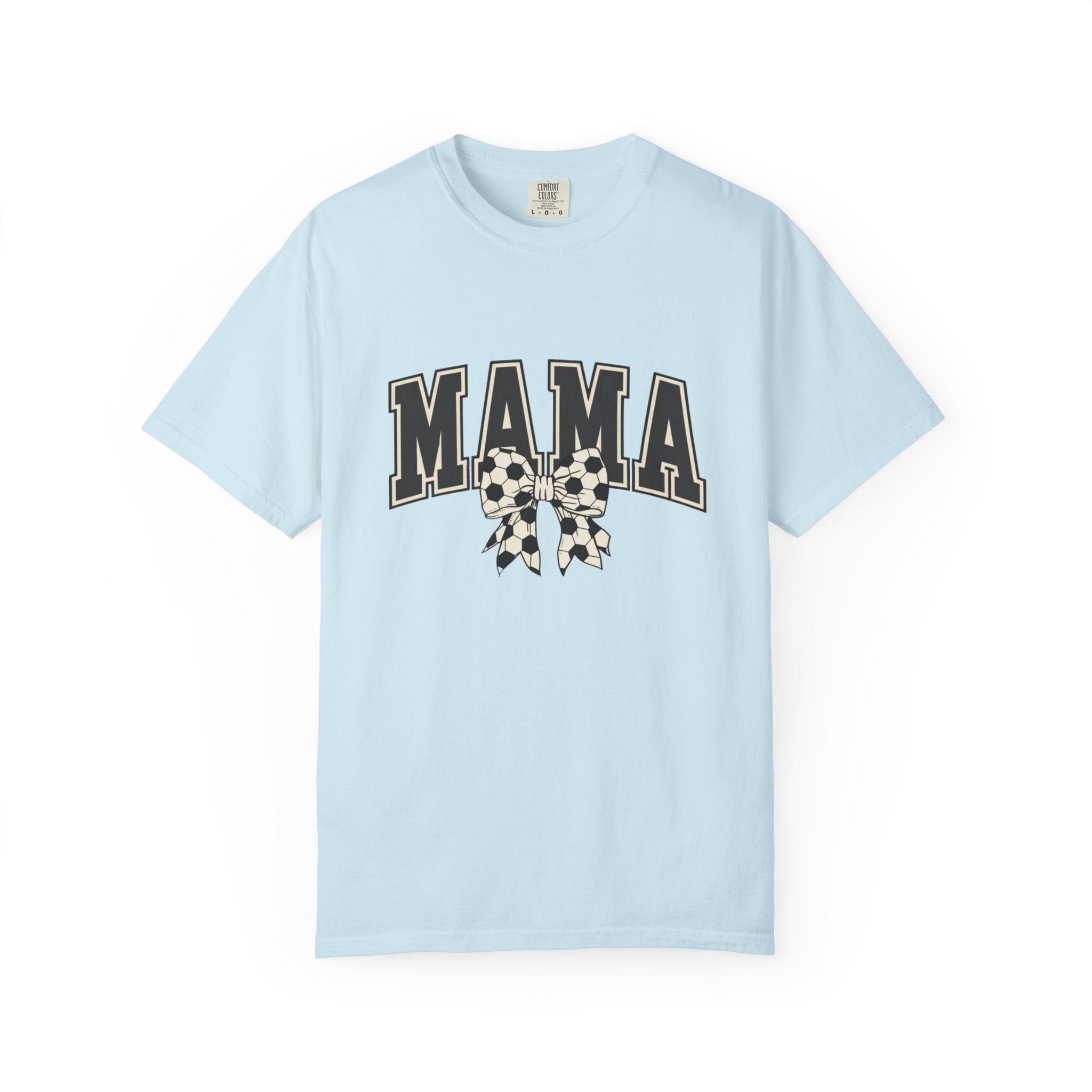 Mama Graphic T-Shirt — Retro Collegiate Letters with Polka Dot Bow