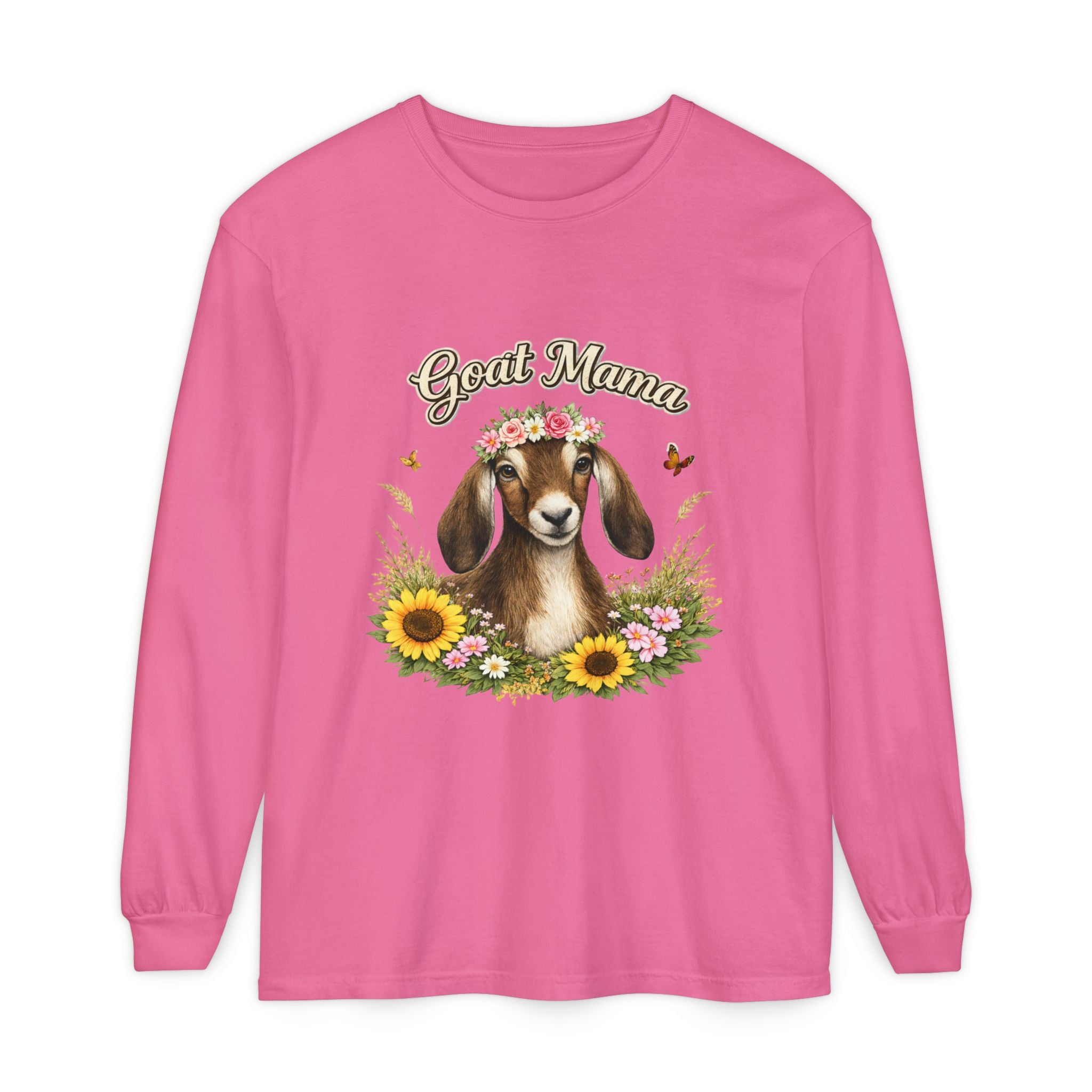 Goat Mama Long Sleeve Shirt — Floral Goat Mom Tee