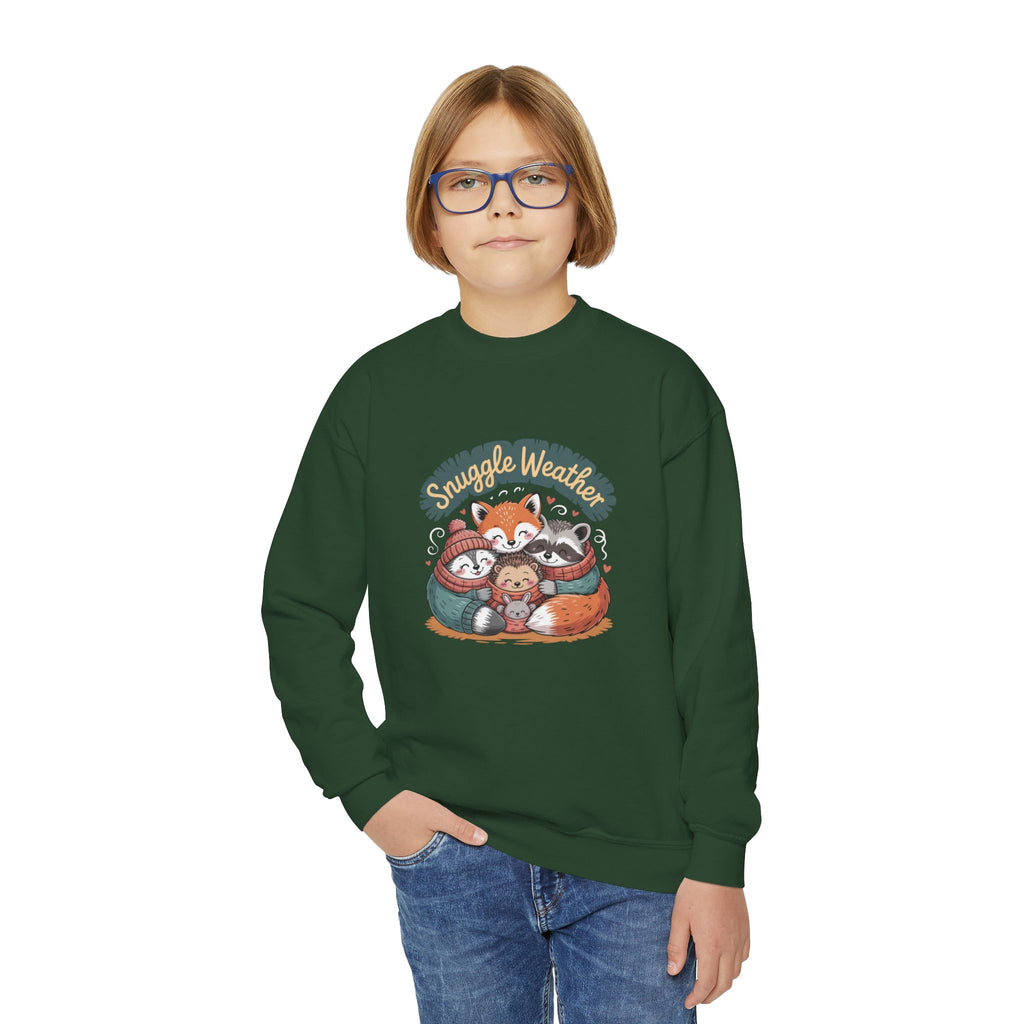 Youth Sweatshirt — "Snuggle Weather" Forest Animal Crewneck