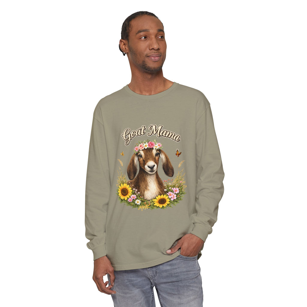 Goat Mama Long Sleeve Shirt — Floral Goat Mom Tee
