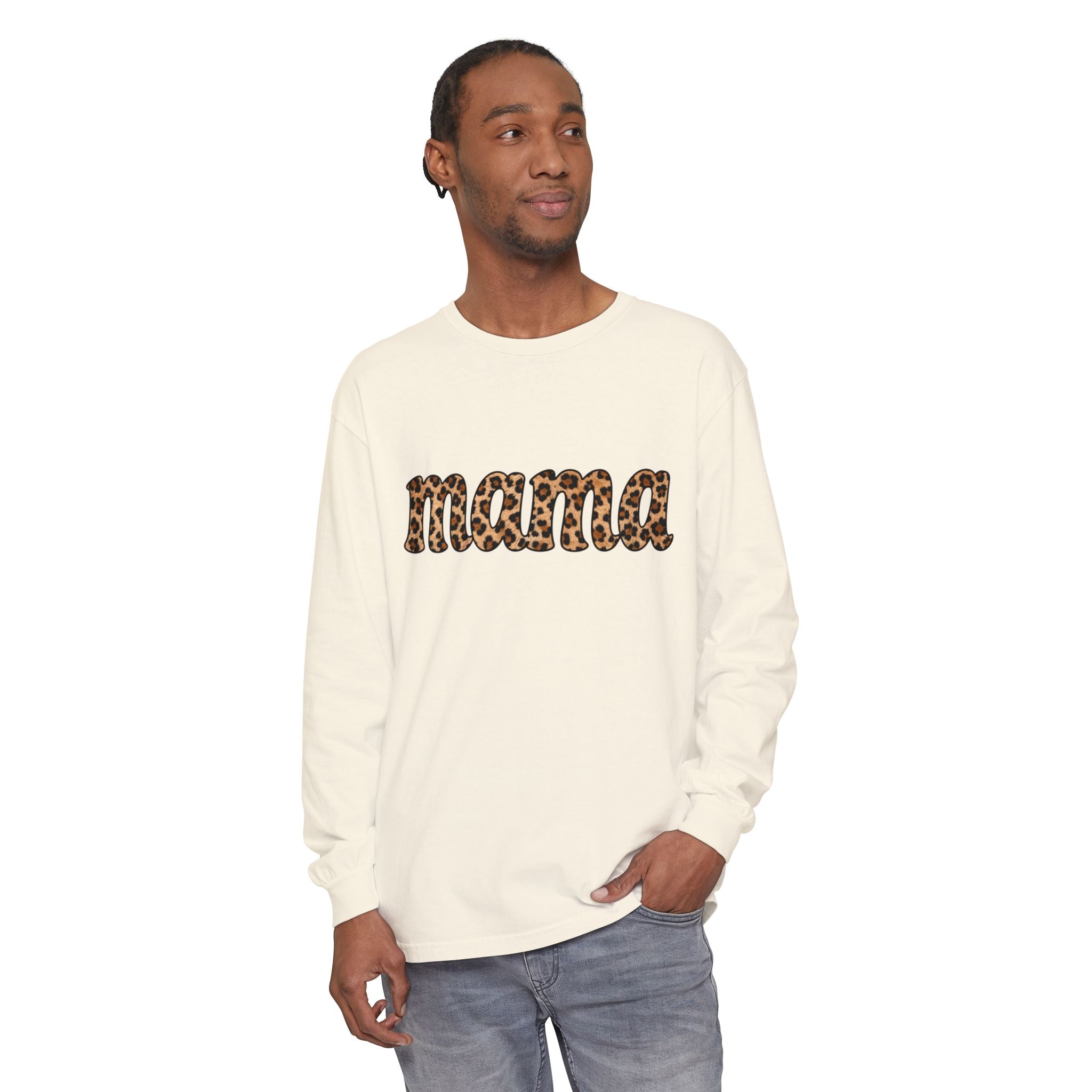 Mama Leopard Print Long Sleeve Tee
