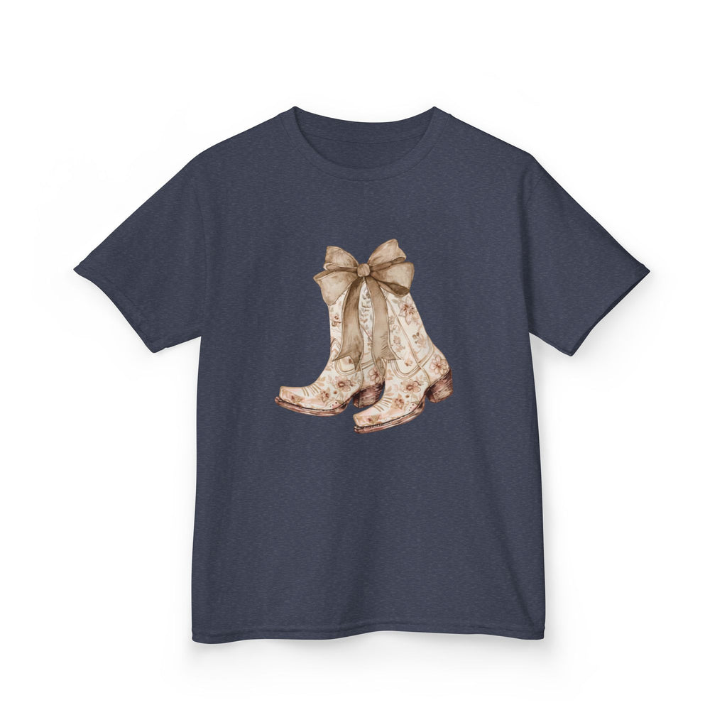 Kids Tee — Vintage Floral Cowboy Boots with Ribbon