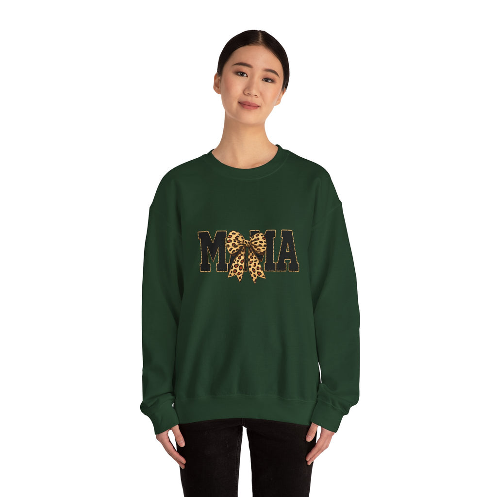 Mama Leopard Bow Crewneck Sweatshirt