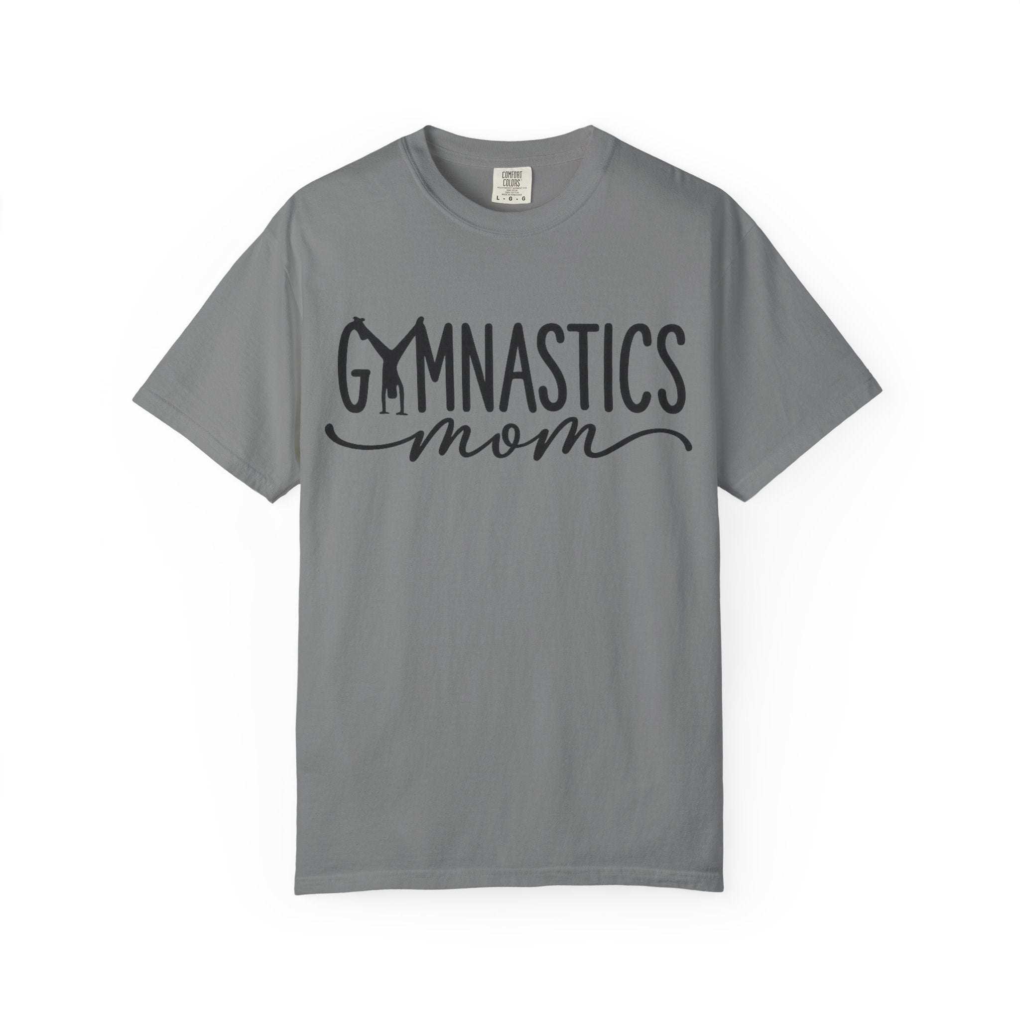 Gymnastics Mom T-Shirt — Casual White Crew Tee with Script Logo