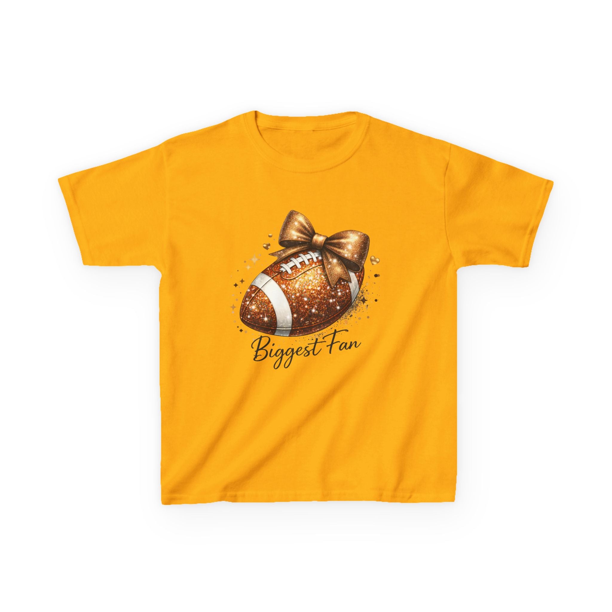 Kids Tee — 'Biggest Fan' Glitter Football Design