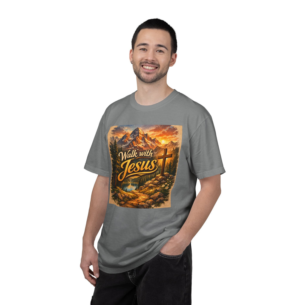 Walk with Jesus T-Shirt — Christian Faith Mountain Cross Tee