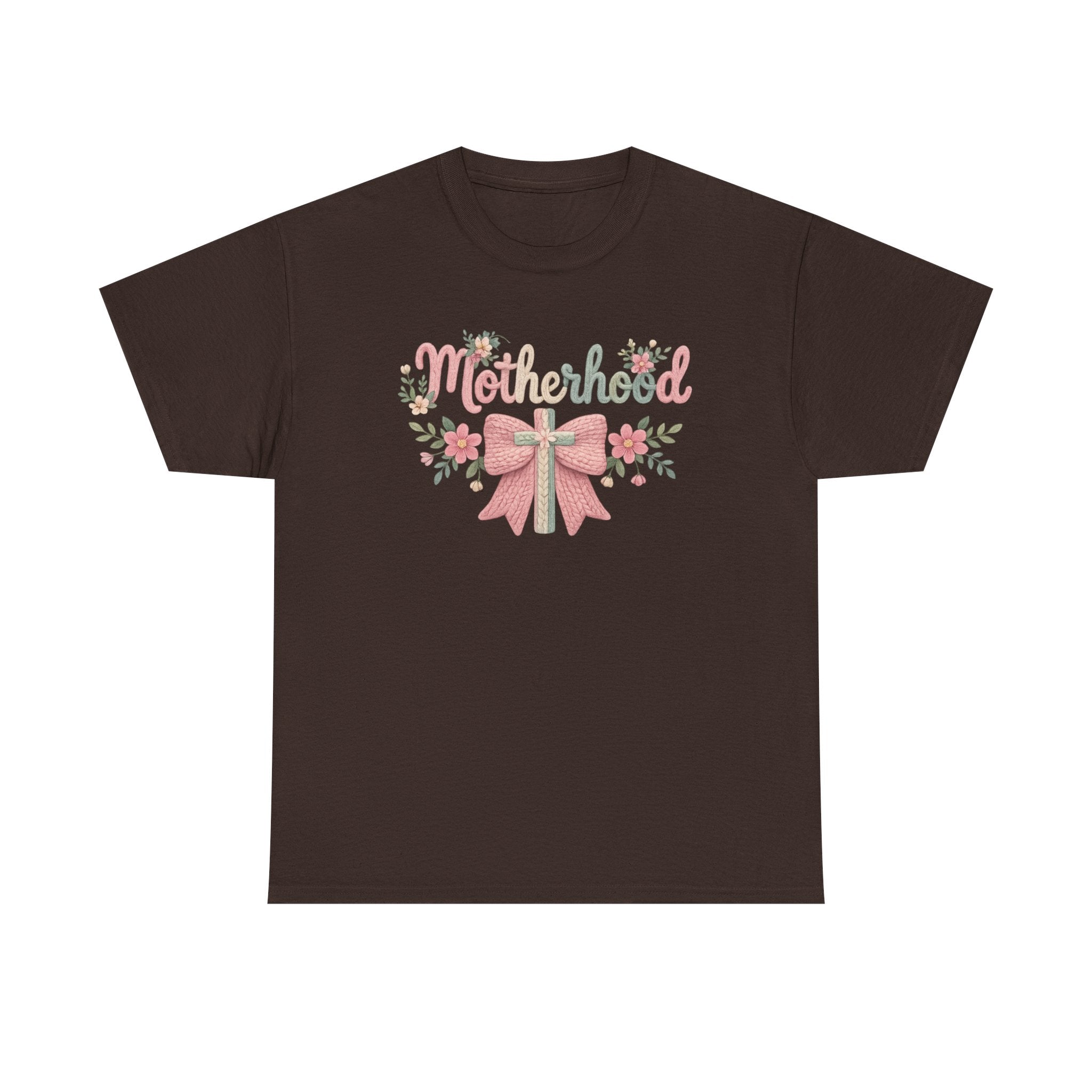 Motherhood Floral Tee — Pink Bow Mom Shirt for Mother's Day