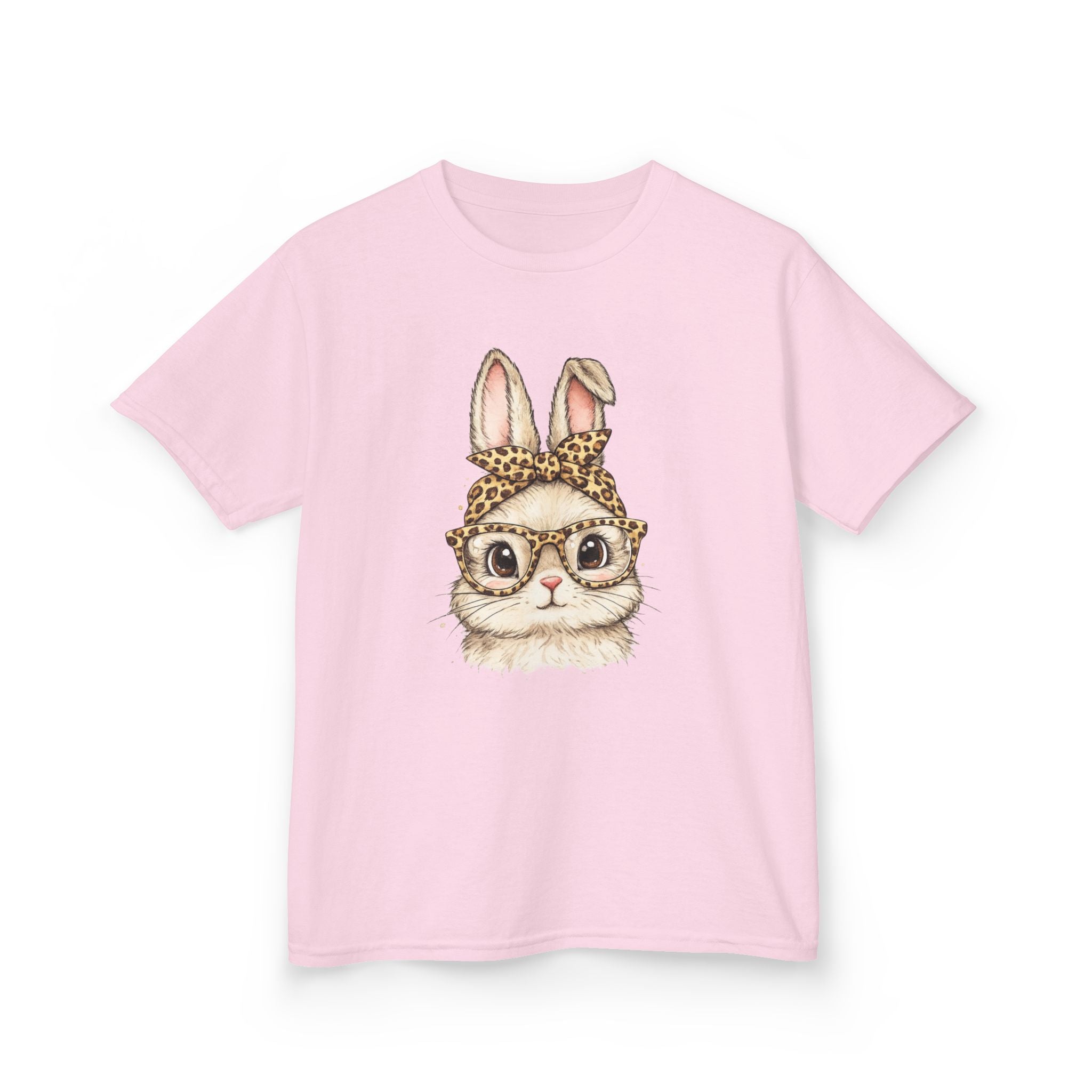 Kids Bunny with Glasses Tee — Cute Leopard Headband Rabbit Shirt for Children