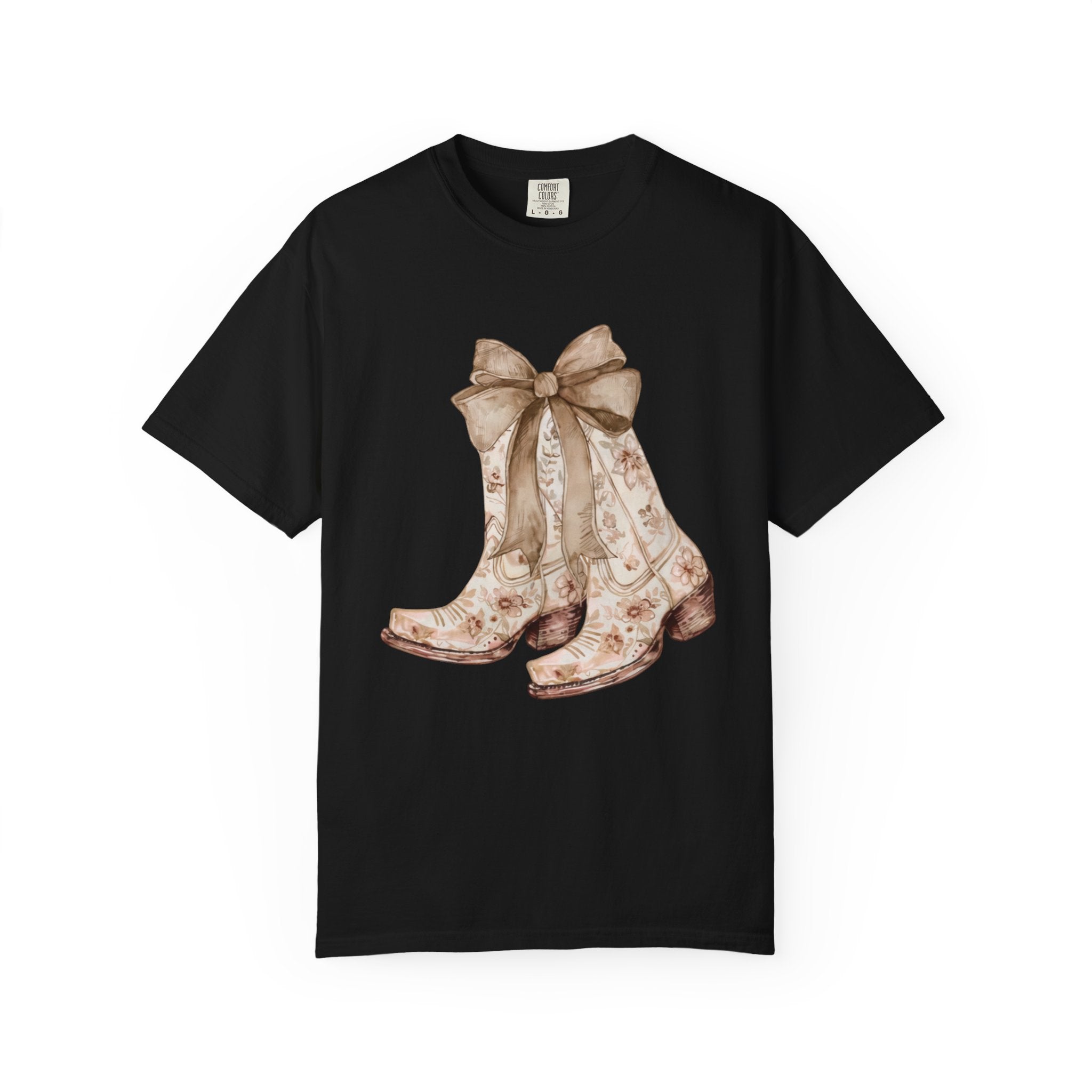Vintage Floral Cowboy Boots T-Shirt — Western Cowgirl Graphic Tee
