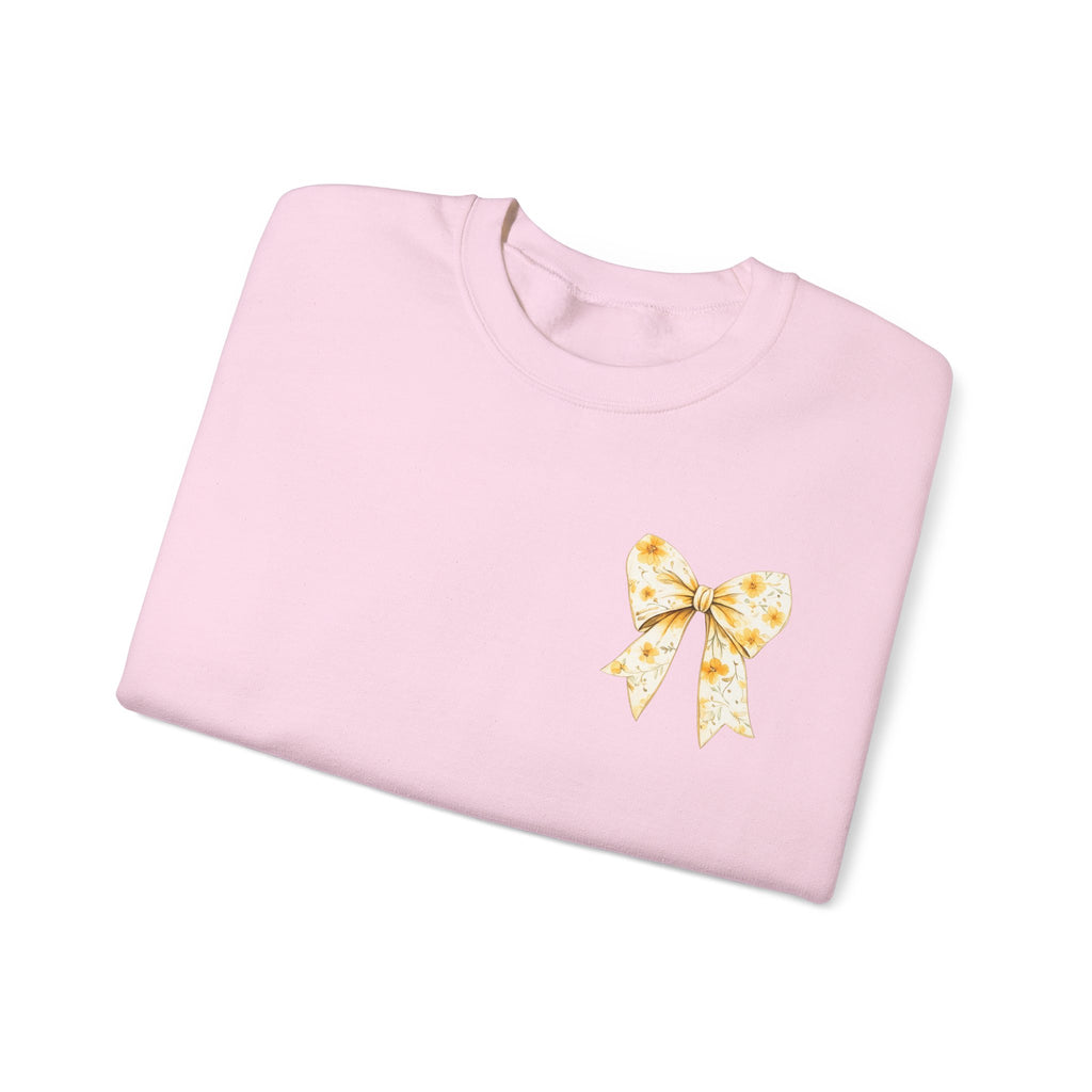 Crewneck Sweatshirt — “God Says You Are” Inspirational Bow Graphic