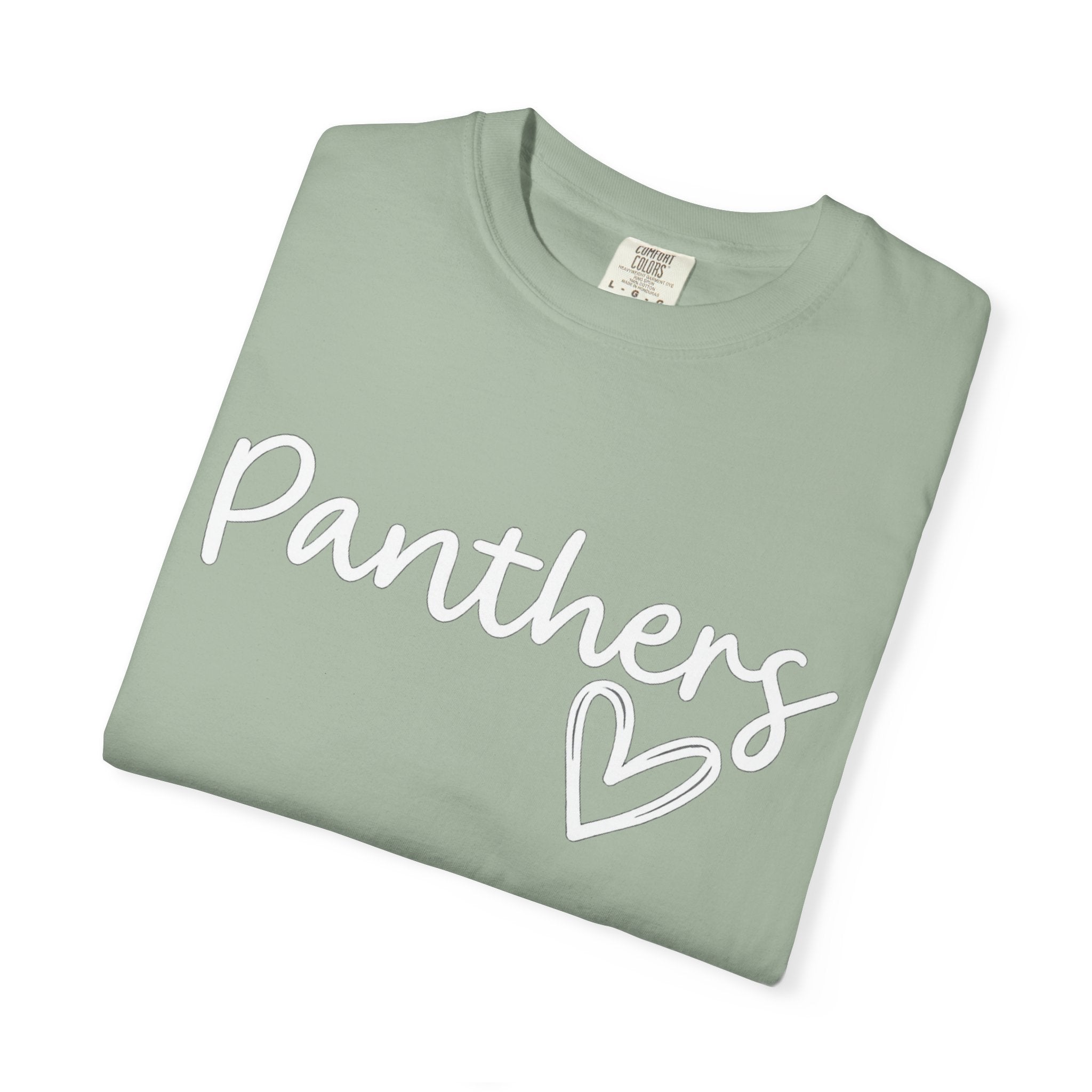 Panthers Heart T-Shirt — Cute Script School Spirit Tee